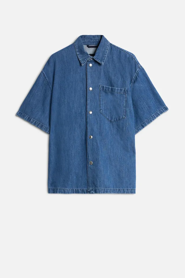 7-for-all-mankind-short-sleeve-denim-overshirt-indigo-linen-cloudbreak-herren image 1