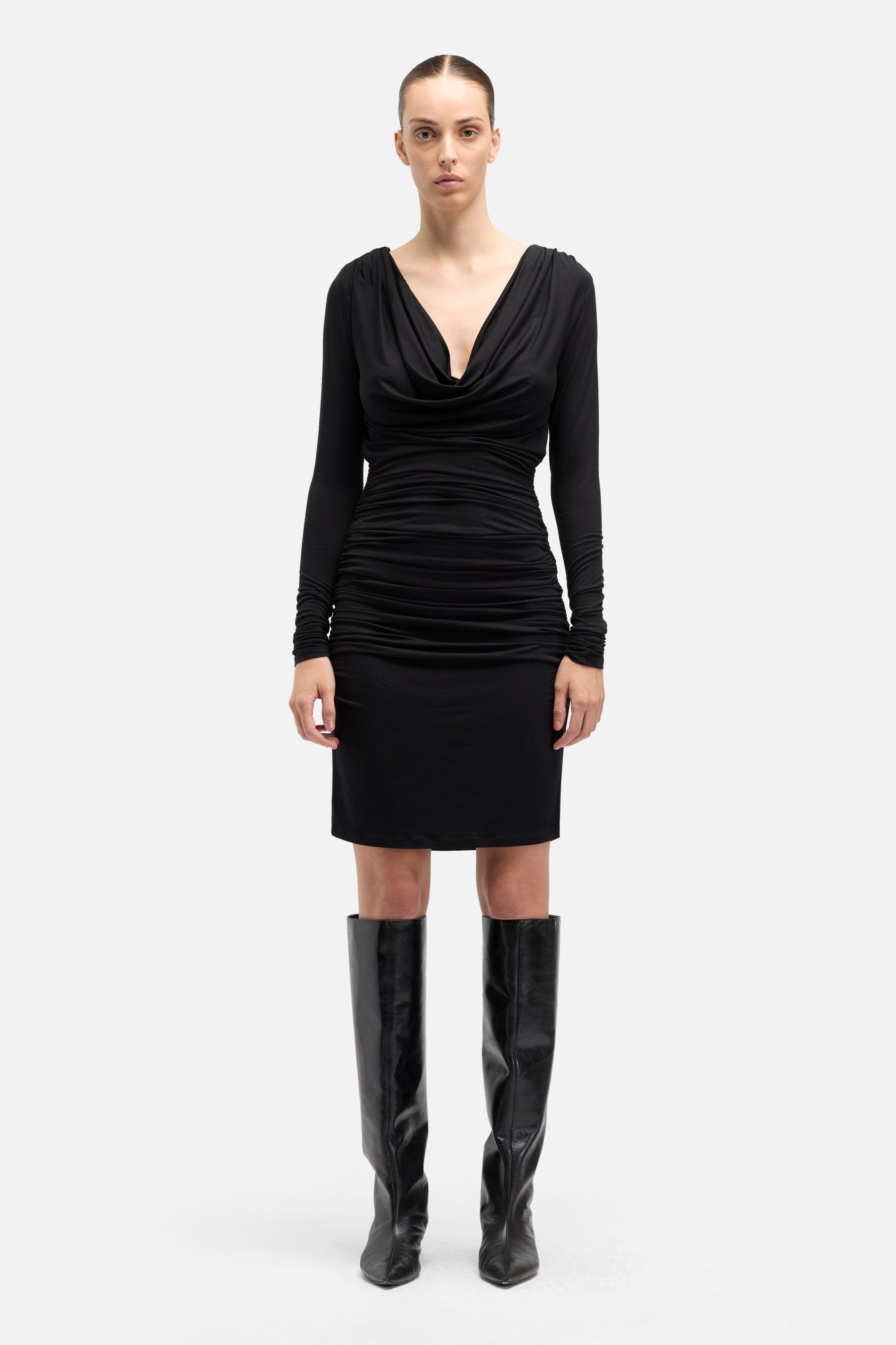 7-for-all-mankind-draped-dress-kleid-black image 3