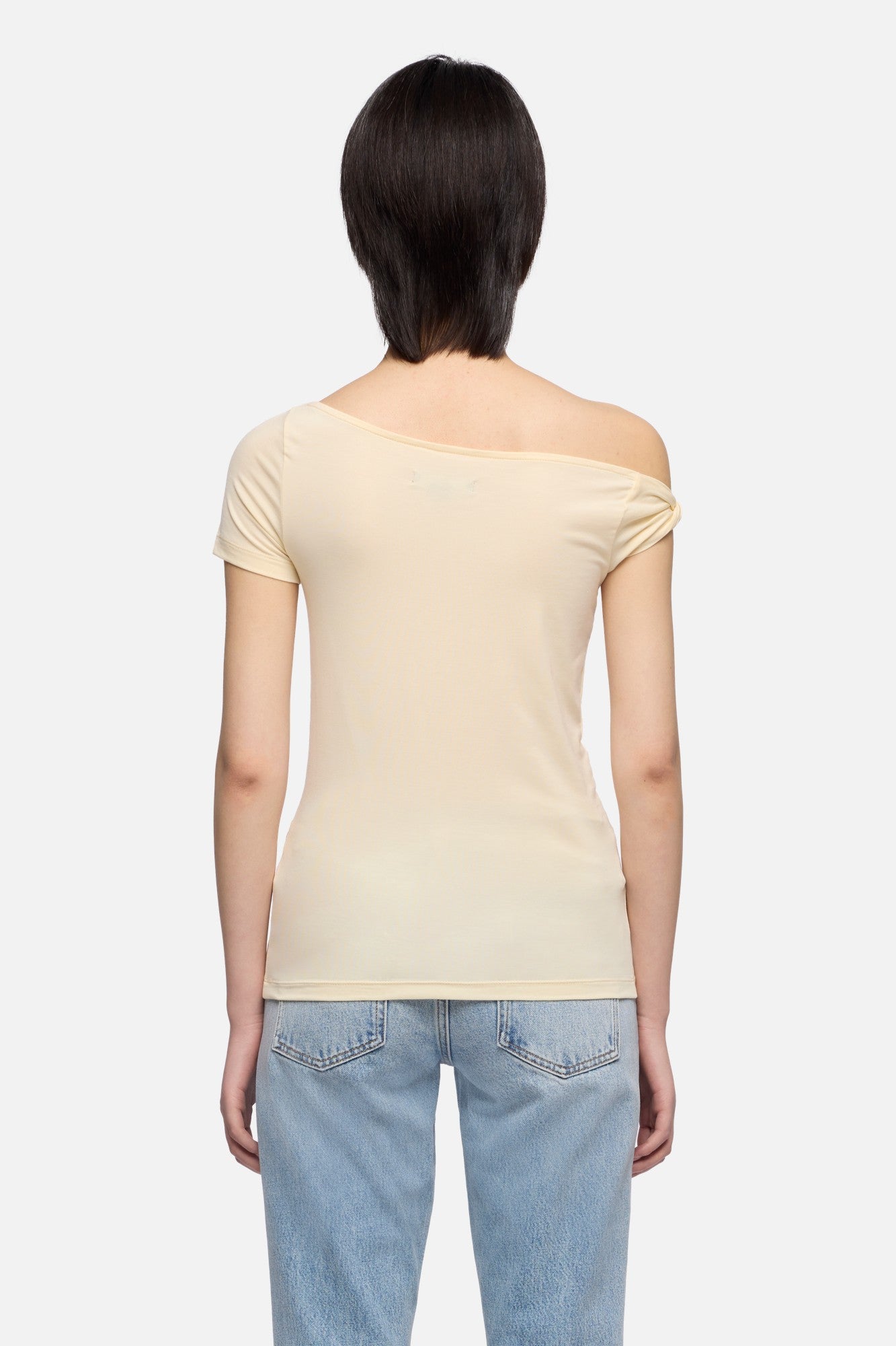 7-for-all-mankind-twisted-shoulder-tee-damen-t-shirt-in-lyocell-glaze-buttermilk image 5