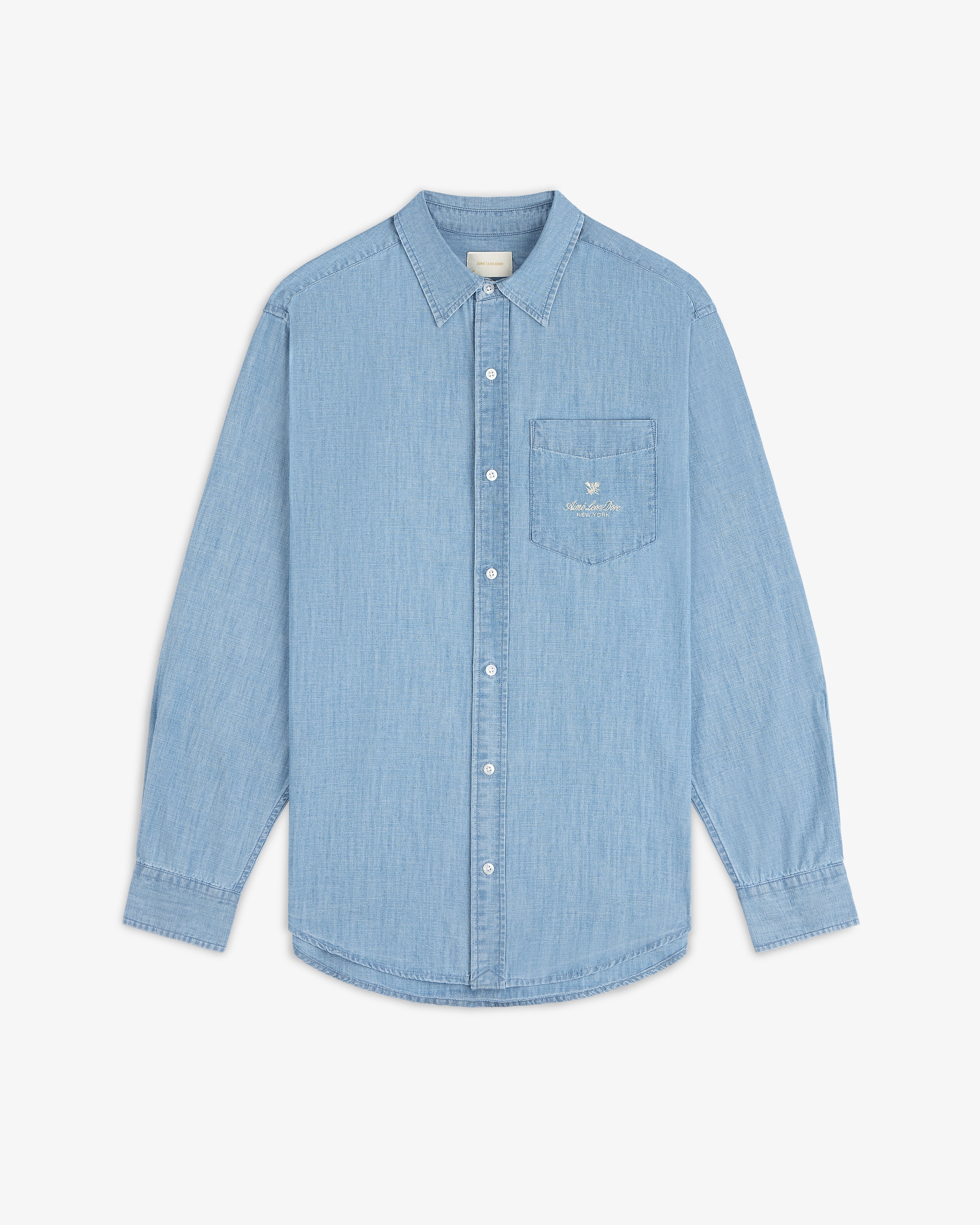 aim-leon-dore-bayard-chambray-shirt-light-wash-oversized-fit image 4