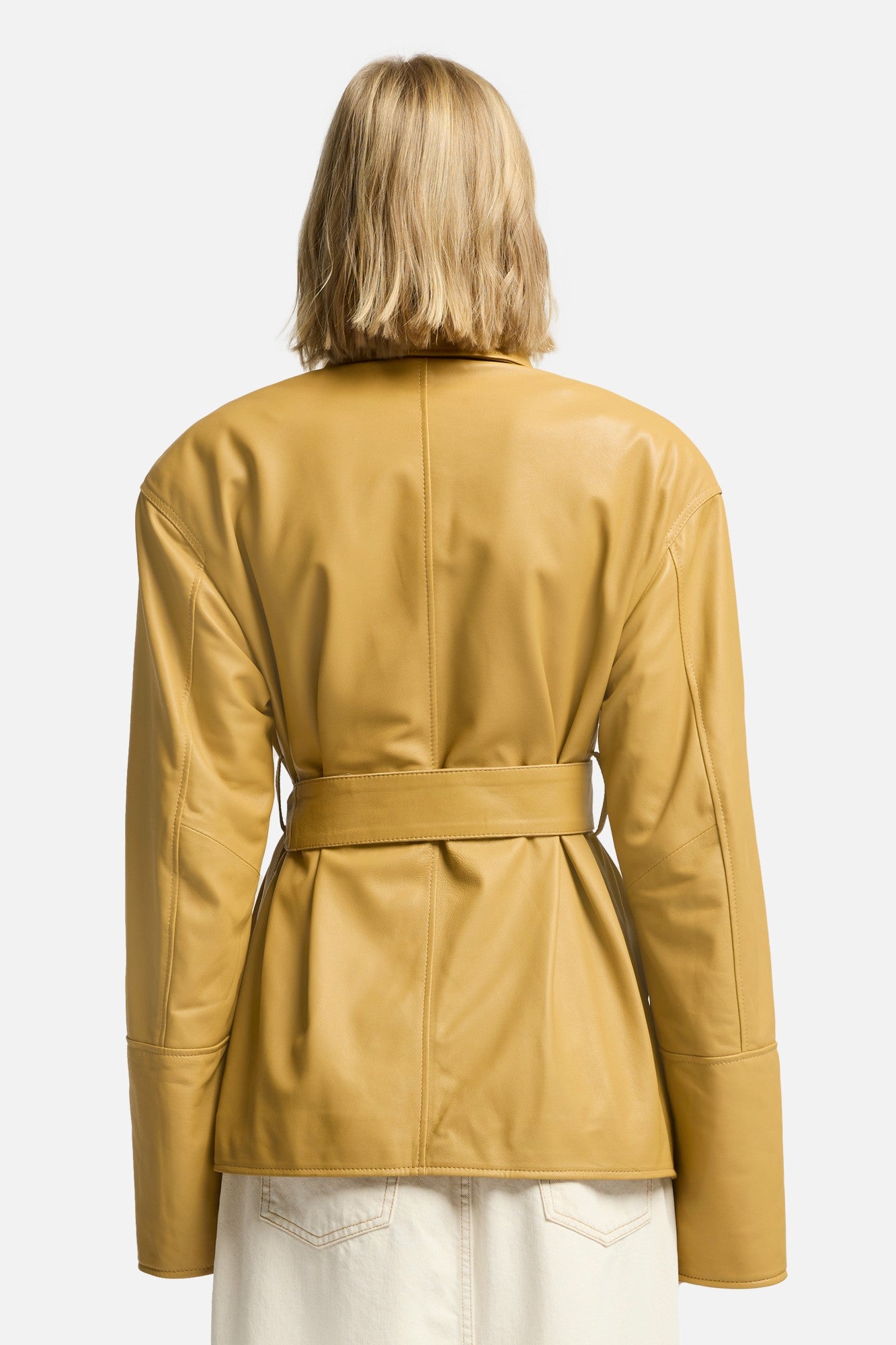7-for-all-mankind-sahariana-leather-cropped-trench-honey-leder-trench-damen image 5