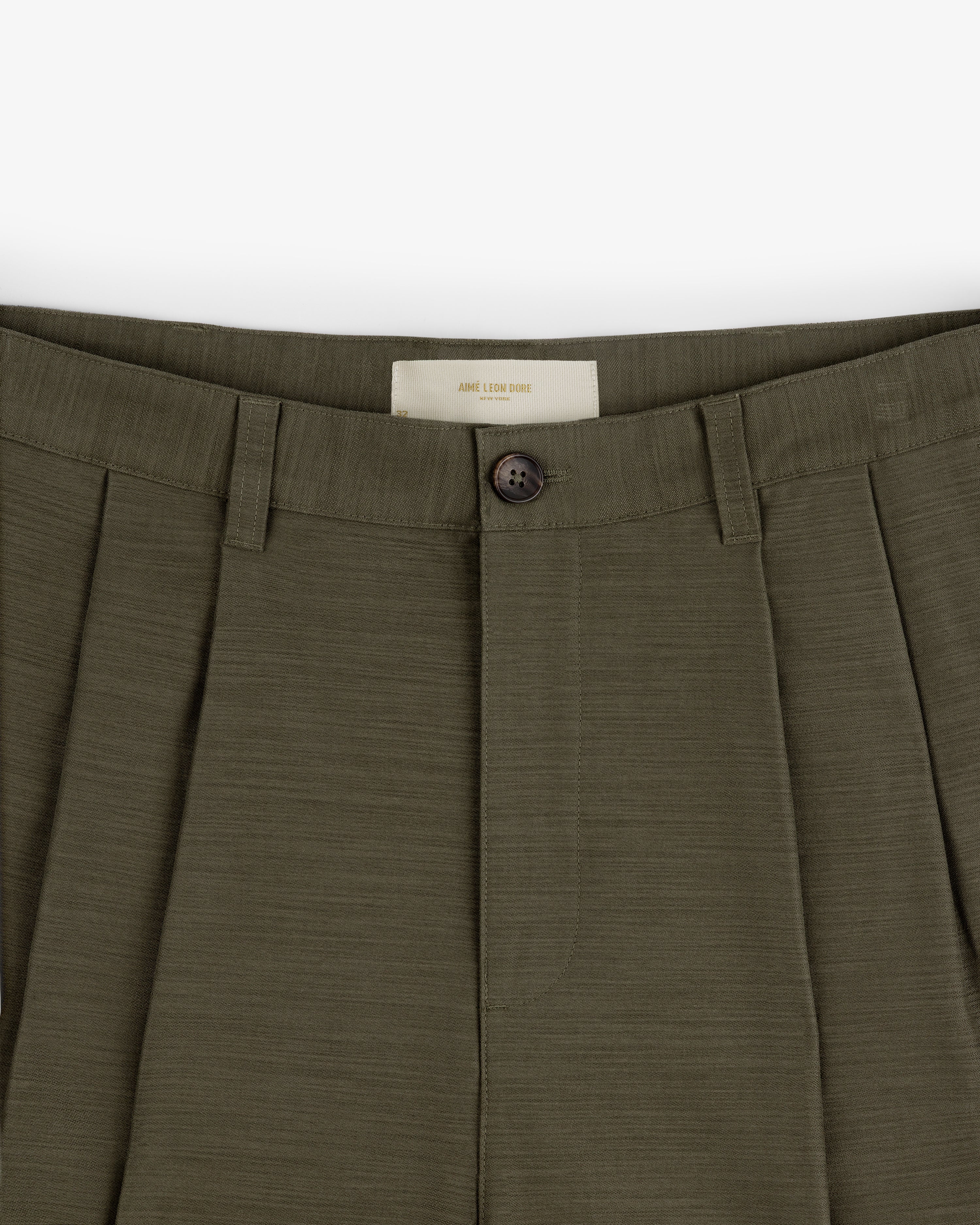 aim-leon-dore-double-pleated-hose-olive-baumwolle image 4