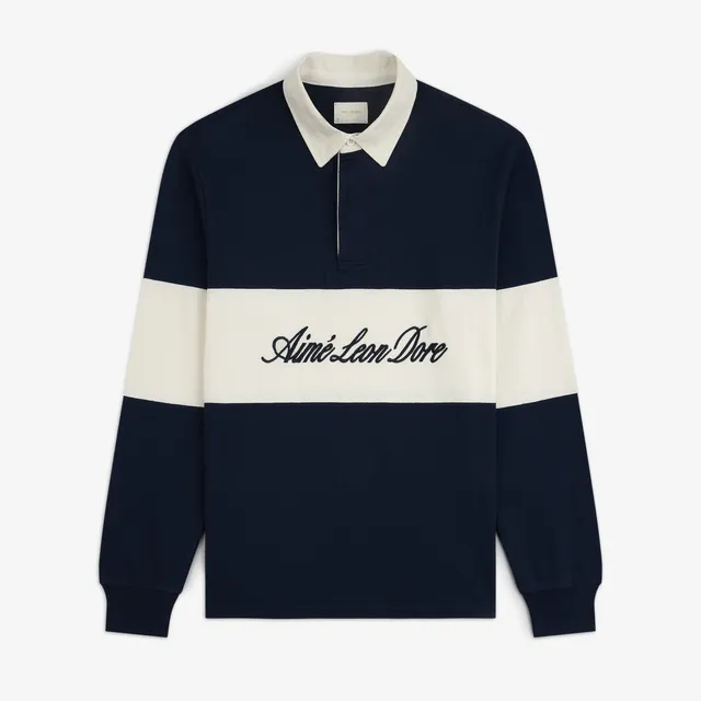 aim-leon-dore-script-paneled-rugby-navy-regular-fit image 1