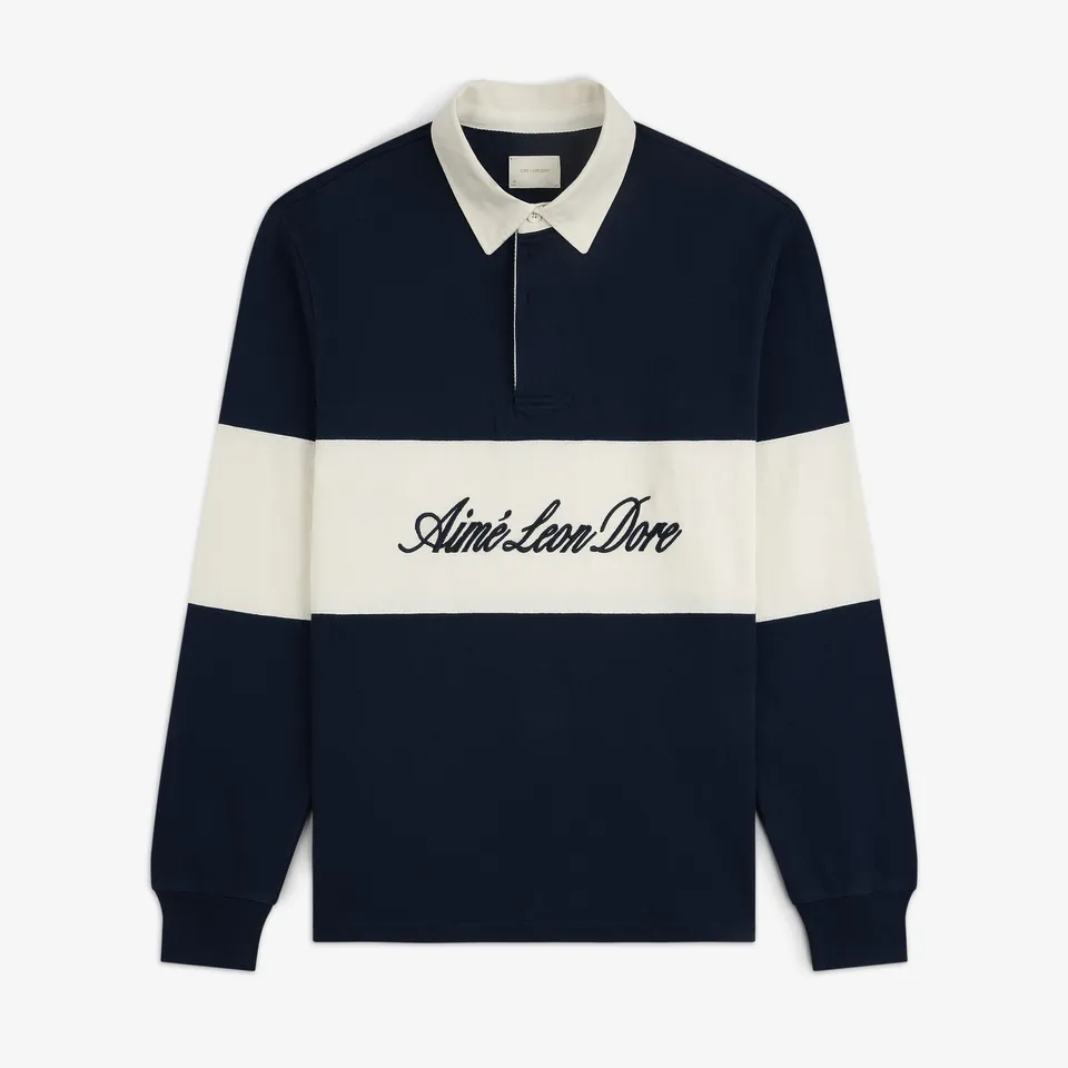 aim-leon-dore-script-paneled-rugby-navy-regular-fit image 1