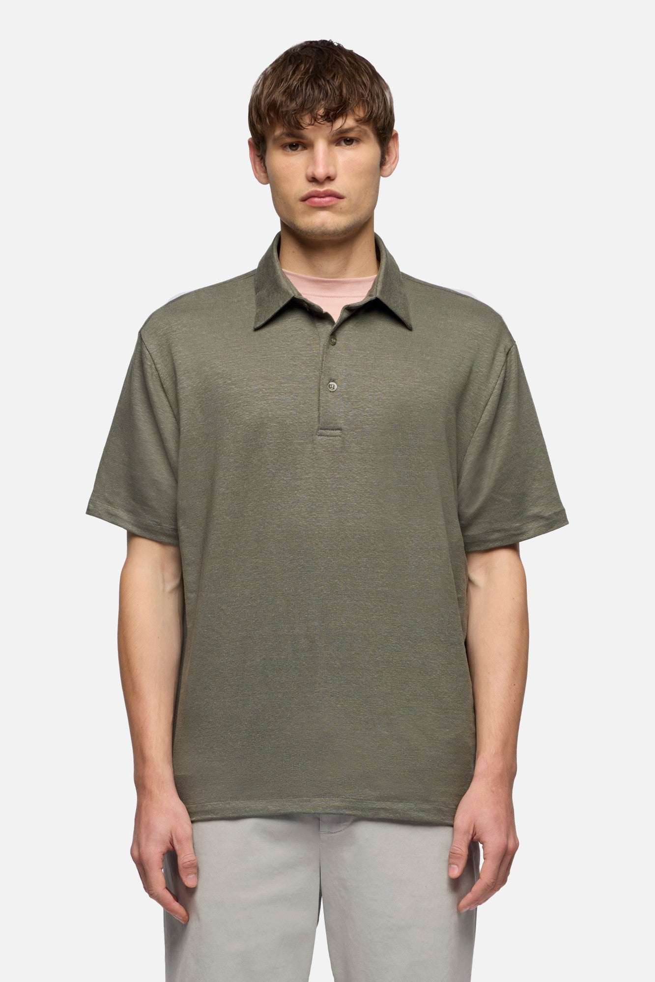7-for-all-mankind-polo-aus-leinenmix-in-army image 3