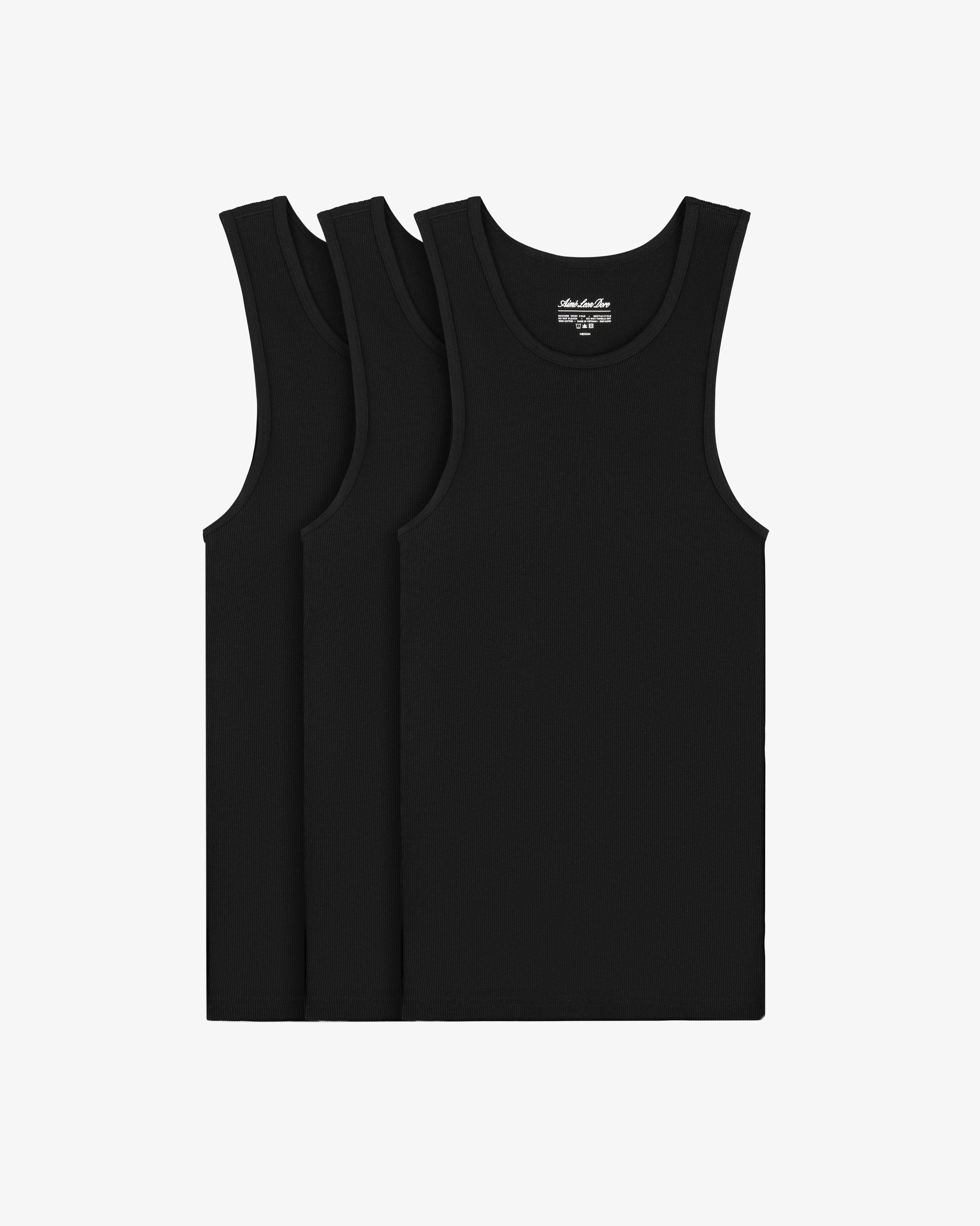 aim-leon-dore-tank-top-3-pack-schwarz-aus-baumwolle image 2