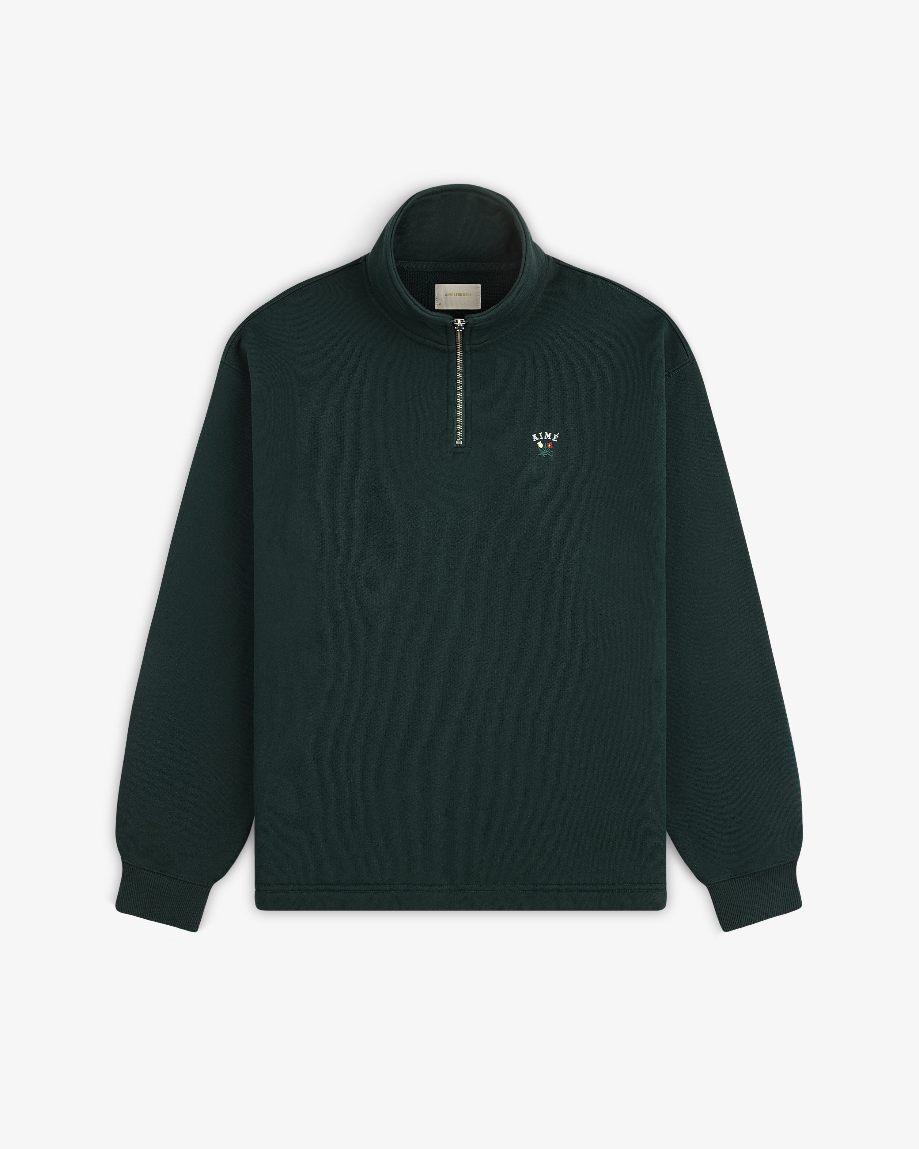 aim-leon-dore-crest-quarter-zip-pullover-cropped-gr-n image 2