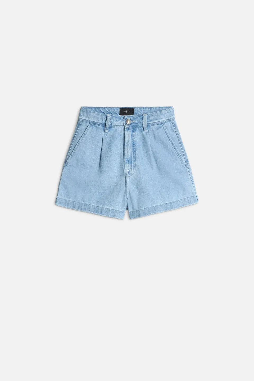7-for-all-mankind-weightless-pleated-denim-short-hana-damen-high-rise-shorts image 1