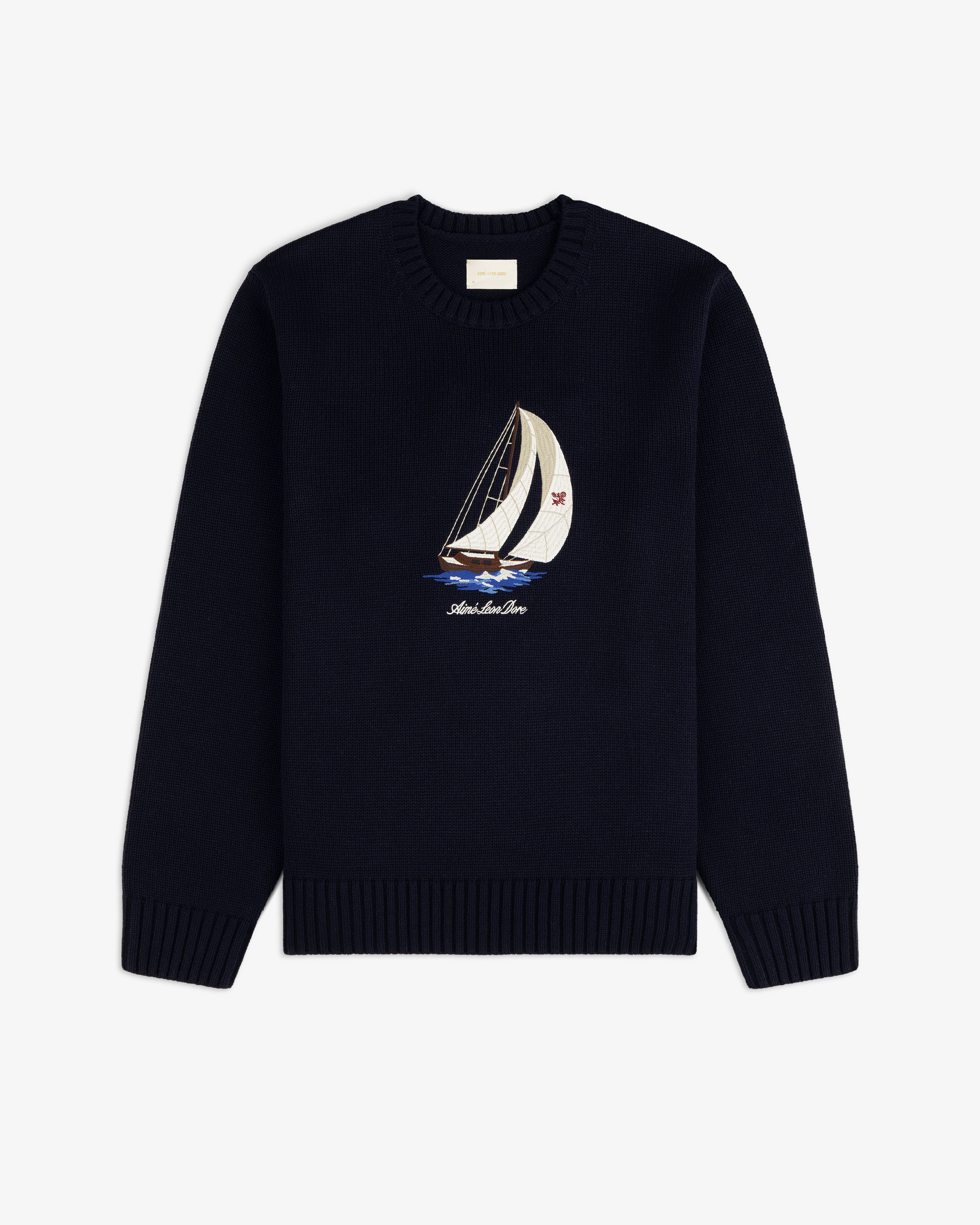 aim-leon-dore-regatta-embroidered-crewneck-sweater-navy image 2