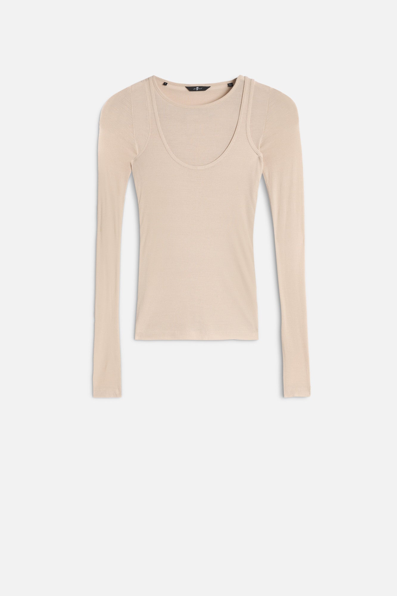 7-for-all-mankind-double-layer-longsleeve-rib-nude-damen-top image 1