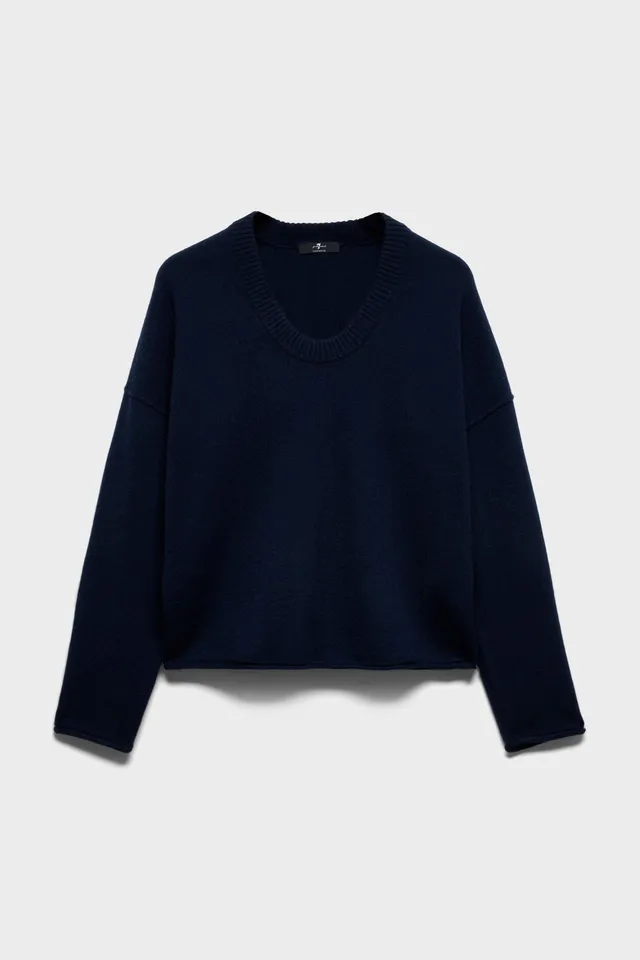 7-for-all-mankind-u-neck-cashmere-pullover-in-midnight image 1
