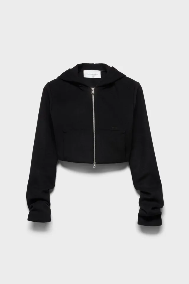 7-for-all-mankind-ruched-zip-hoodie-wolle-schwarz-damen image 1
