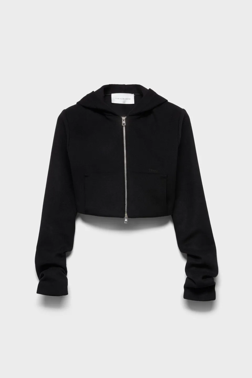 7-for-all-mankind-ruched-zip-hoodie-wolle-schwarz-damen image 1