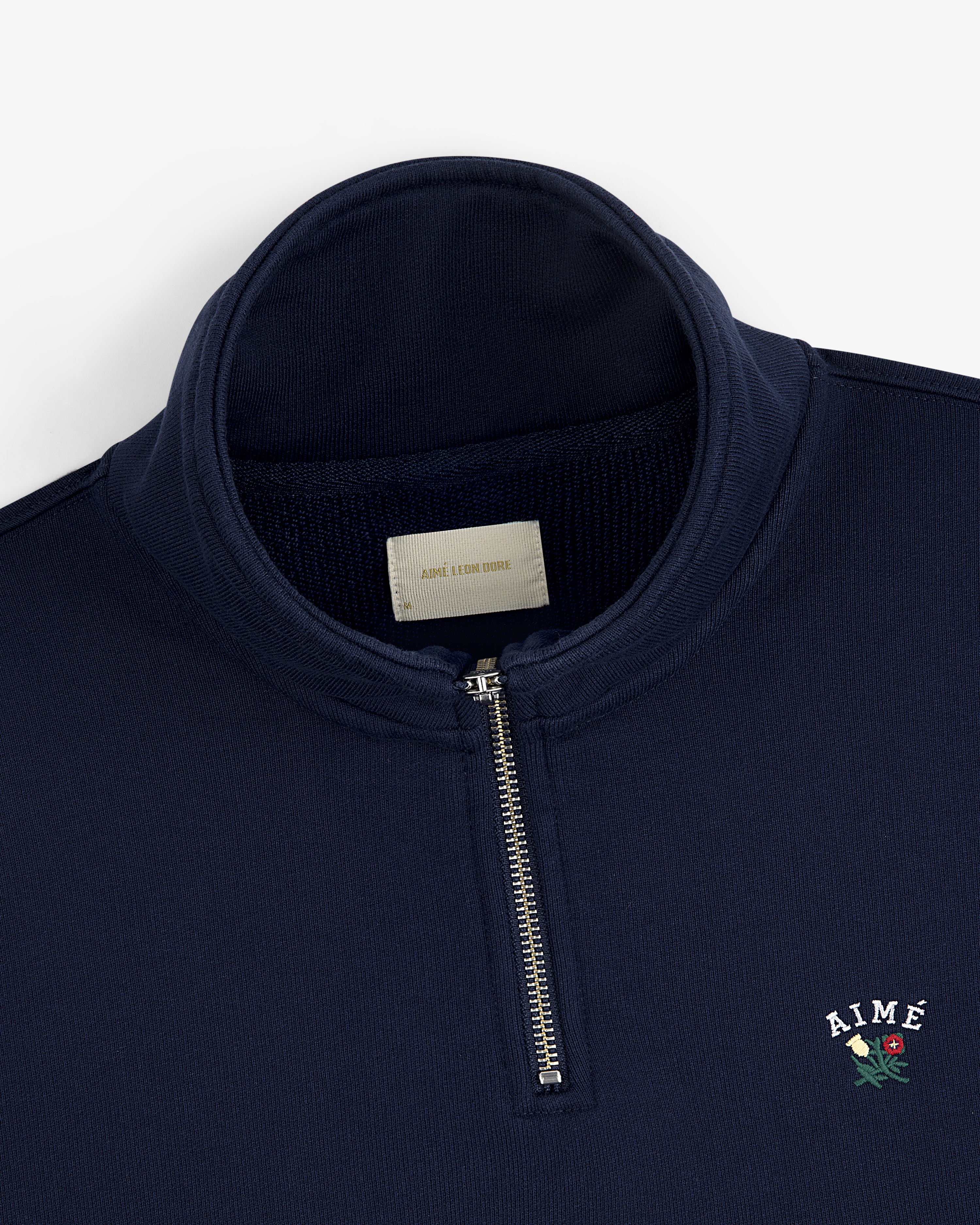 aim-leon-dore-crest-quarter-zip-pullover-navy-loopback-terry image 6