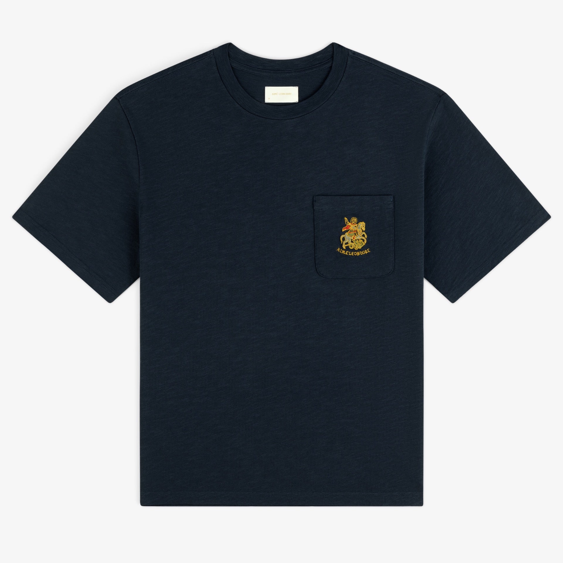 aim-leon-dore-saint-george-slub-pocket-tee-navy-boxy image 1