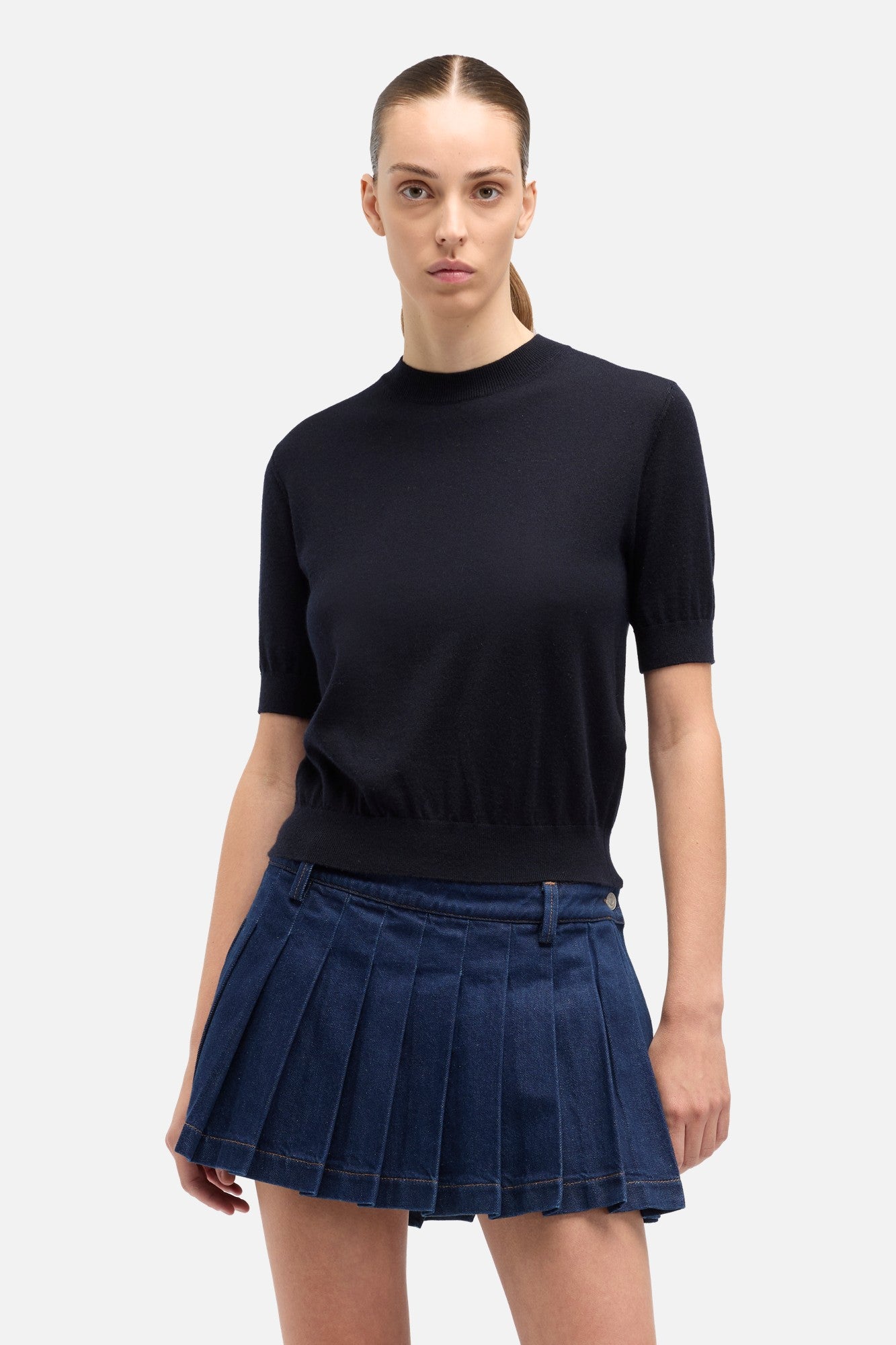 7-for-all-mankind-damen-wollpullover-kurzarm-schwarz image 3