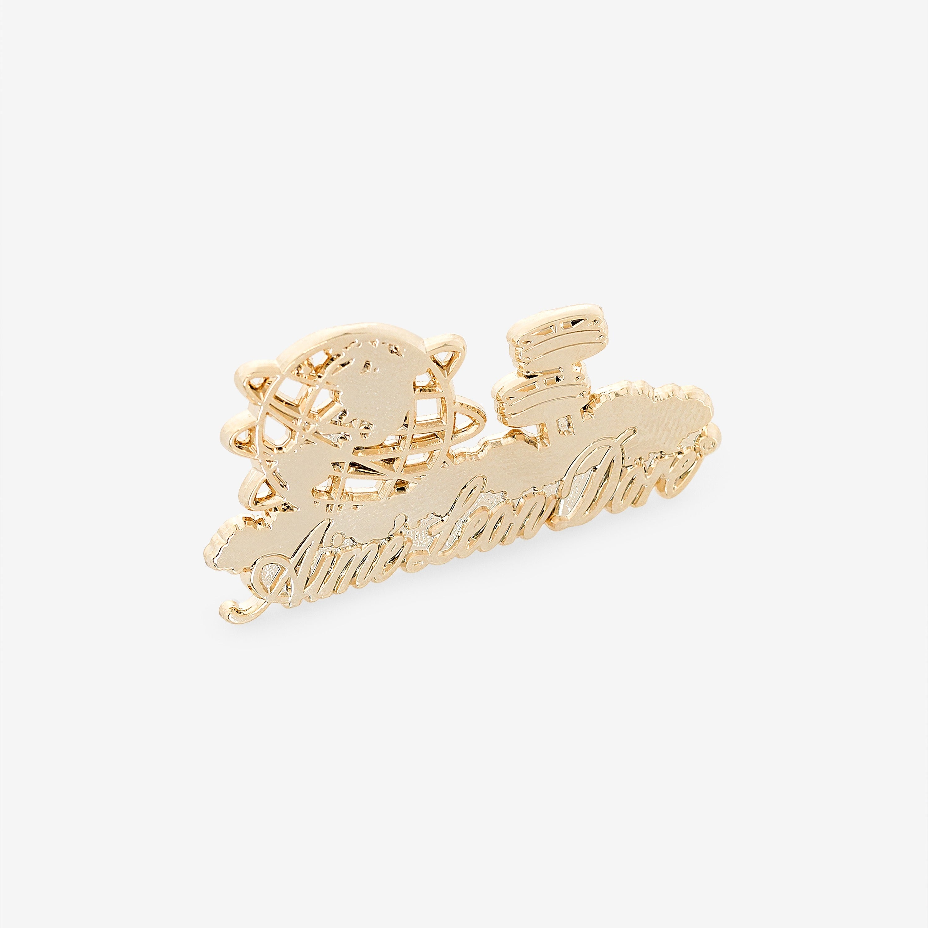 aim-leon-dore-ald-pin-goldfarbener-unisphere-messing-pin image 1