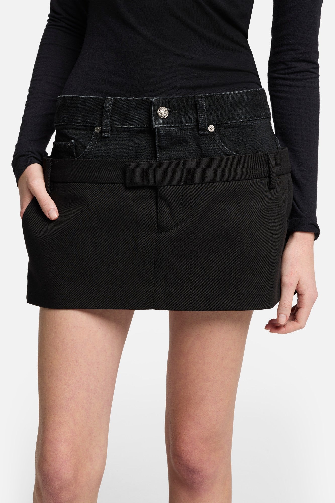 7-for-all-mankind-double-waist-skirt-black-damen-minirock image 7