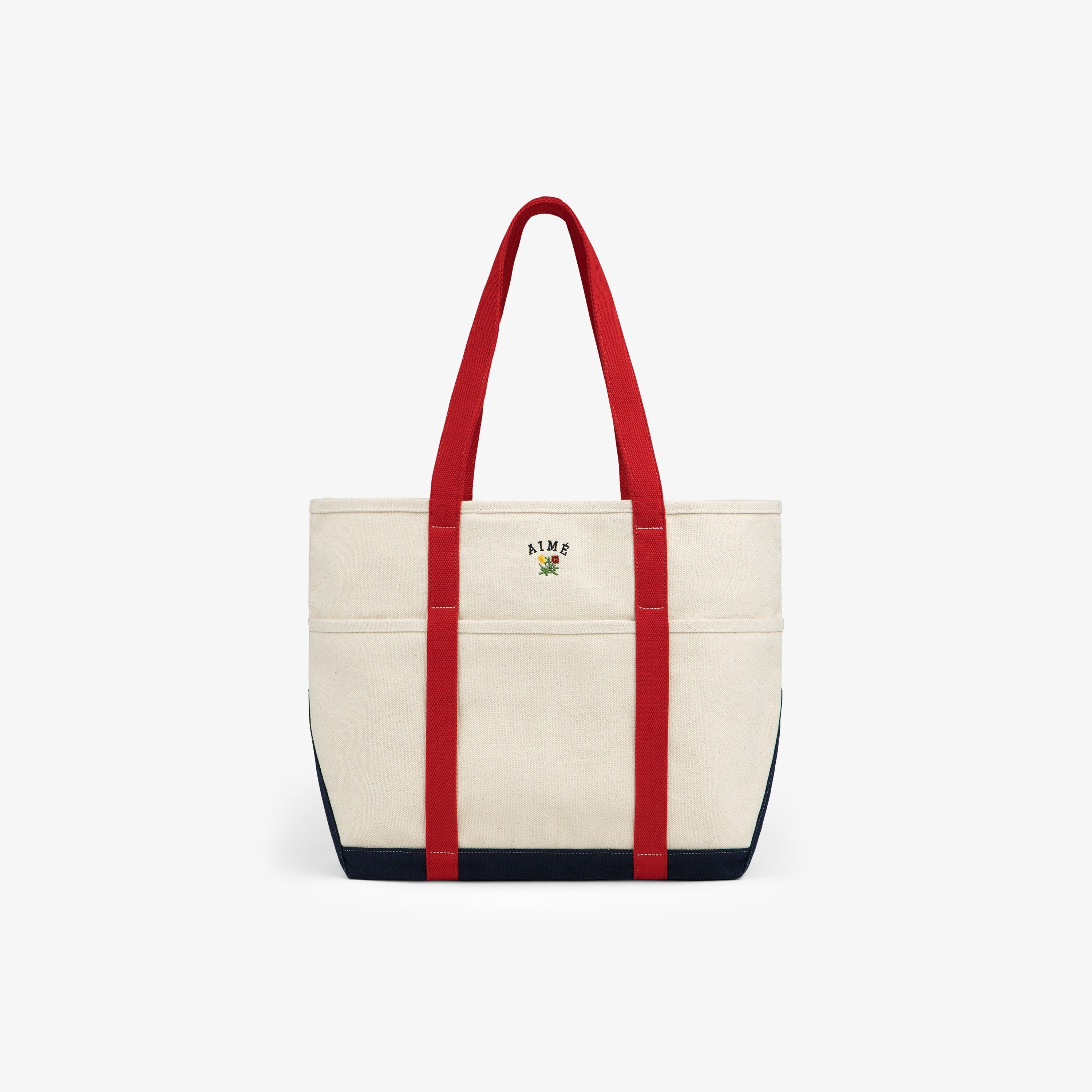 aim-leon-dore-large-crest-contrast-tote-bag-cream image 1