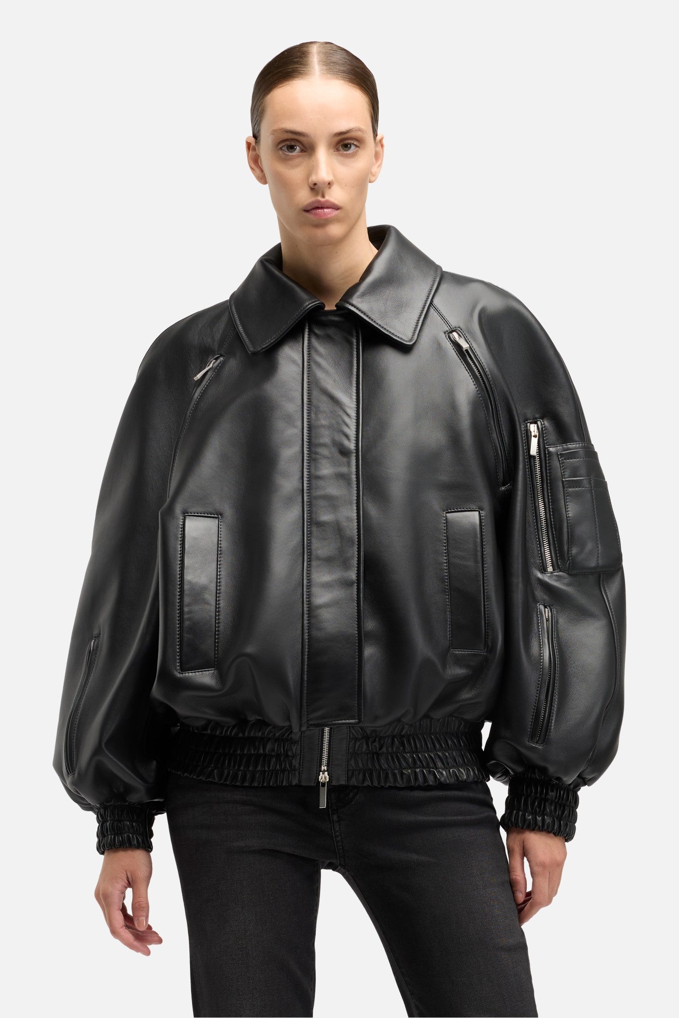 7-for-all-mankind-leather-bomber-jacke-damen-schwarz-echtleder image 3