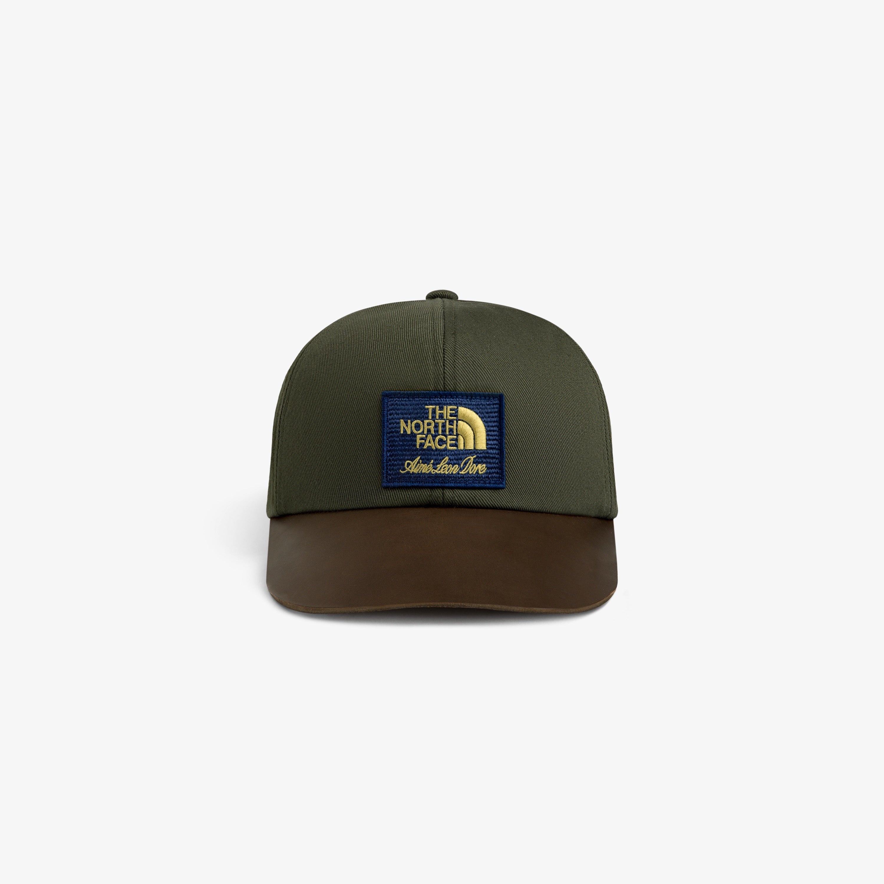 aim-leon-dore-x-the-north-face-leather-brim-logo-hat-5-panel-cap image 1