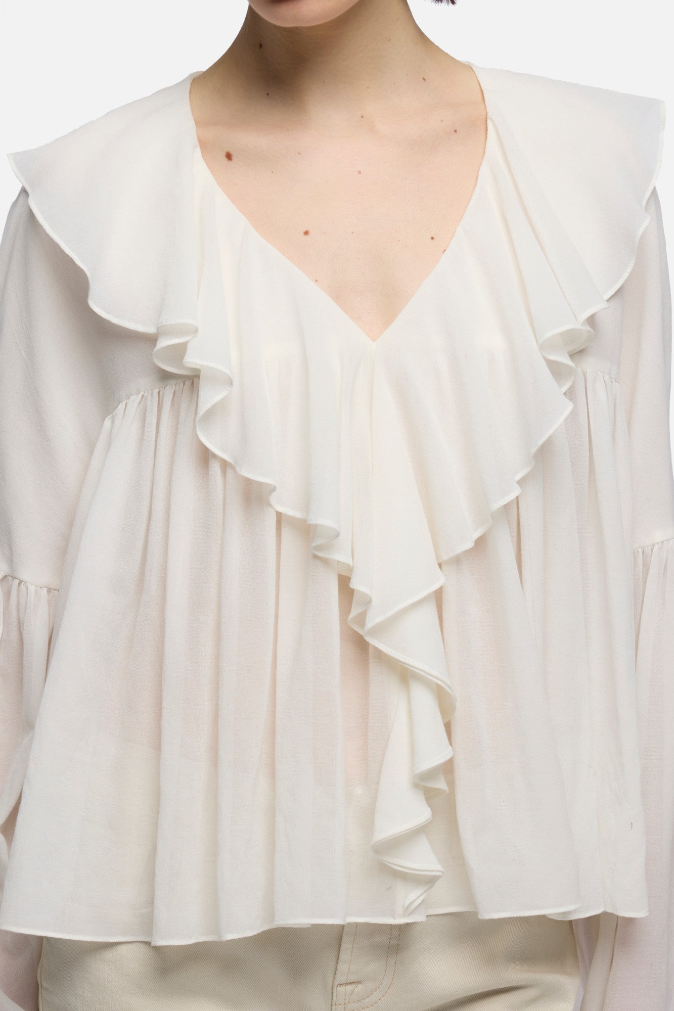 7-for-all-mankind-flowy-long-sleeve-bluse-silk-blend-in-ivory image 4
