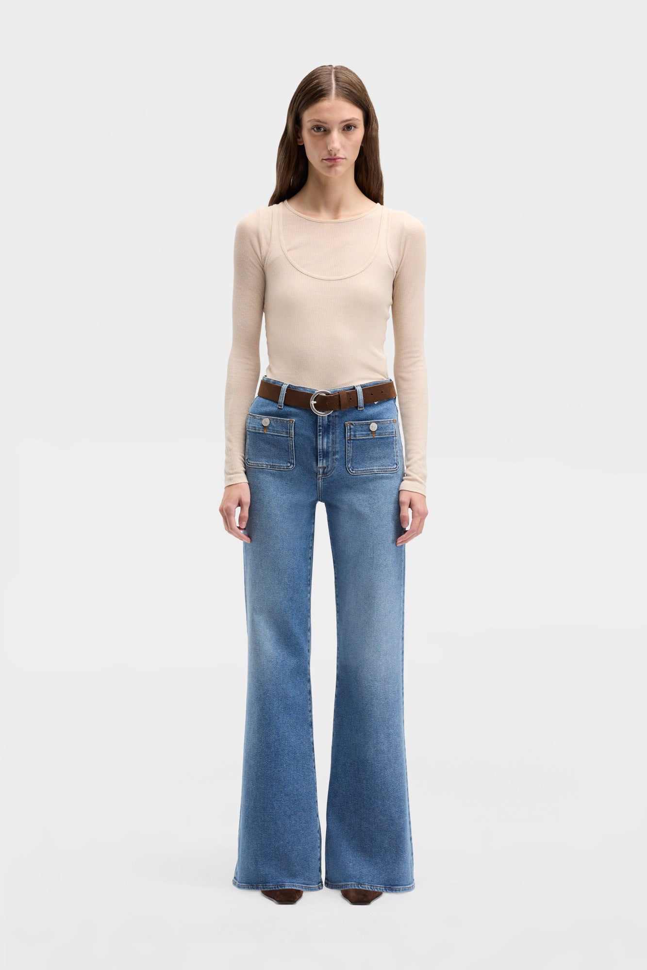 7-for-all-mankind-petite-modern-dojo-flare-jeans-luxe-vintage-oceanstone-damen image 2
