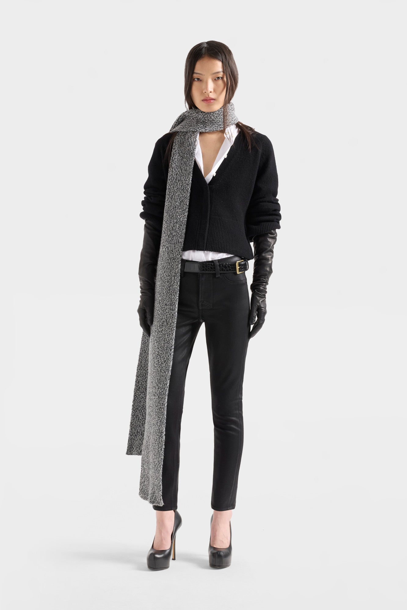 7-for-all-mankind-high-waist-ankle-skinny-jeans-coated-denim-black image 2