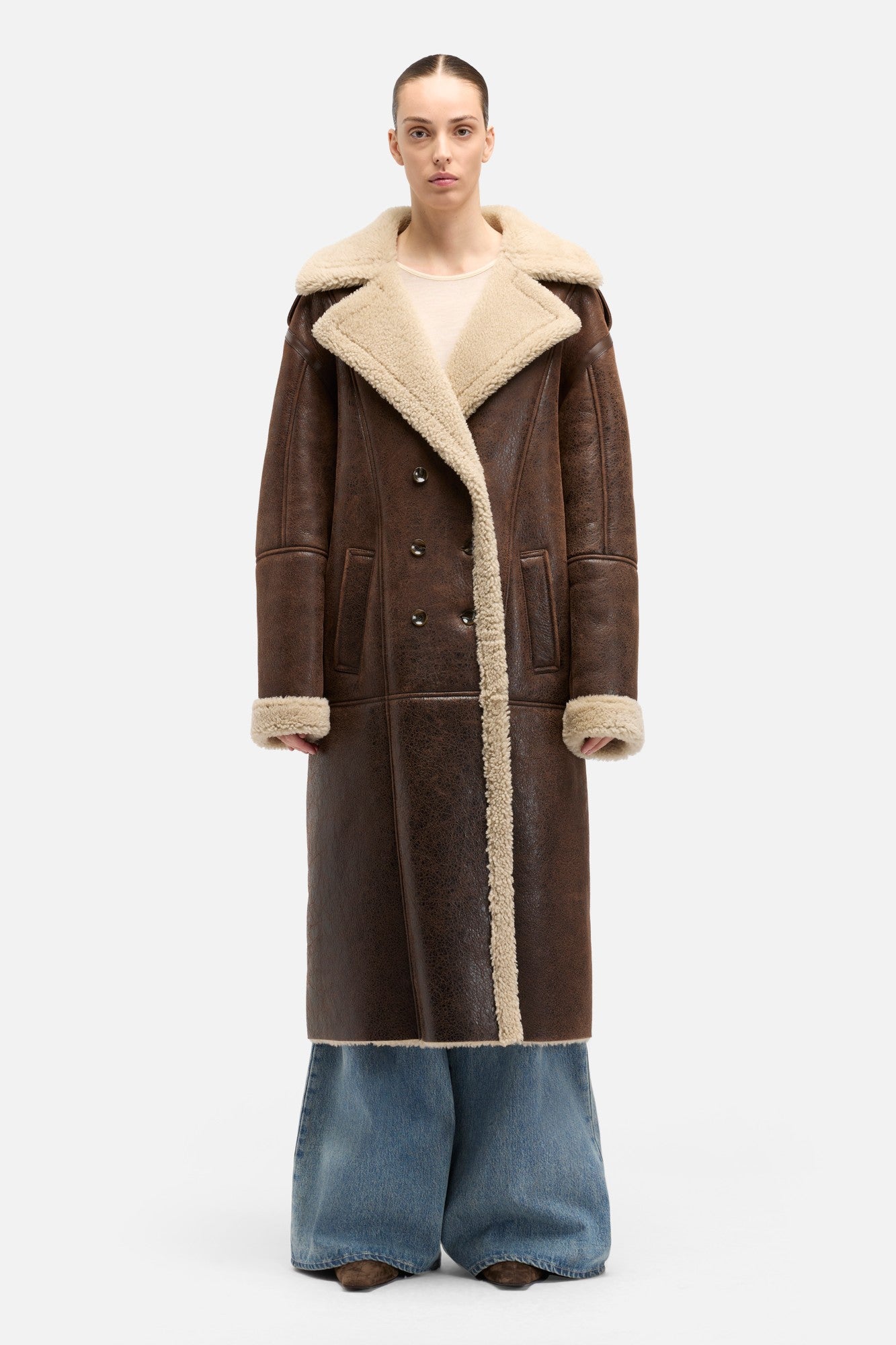 7-for-all-mankind-leather-shearling-mantel-braun-damen image 3