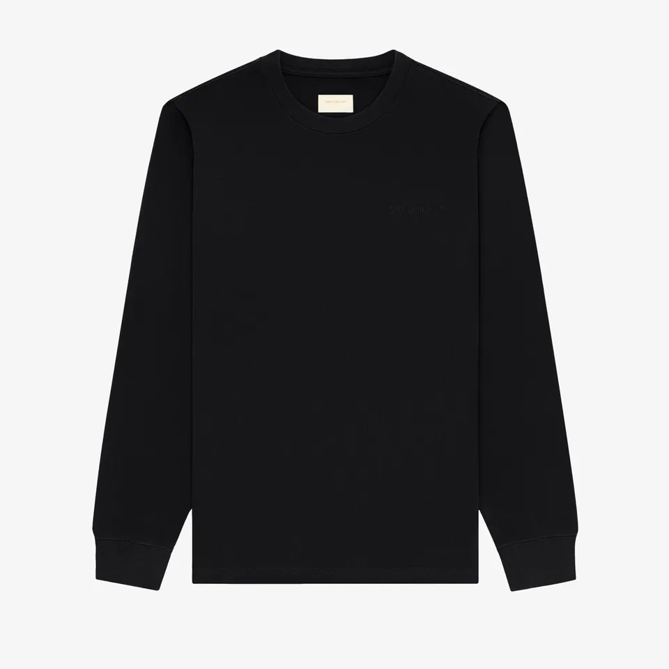aim-leon-dore-tonal-logo-long-sleeve-tee-langarmshirt-schwarz-baumwolle image 1