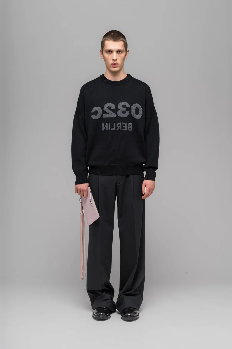 032c-selfie-sweater-black-black-melange-merino image 1