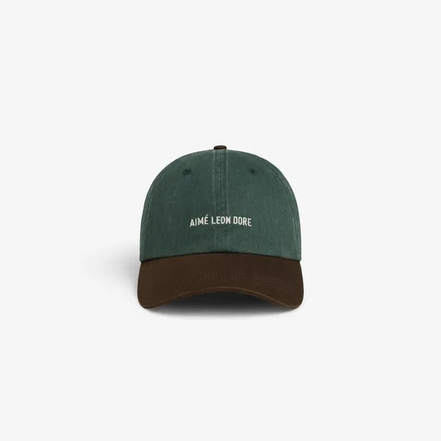 aim-leon-dore-pigment-dyed-logo-hat-gr-n-braun-washed-cap image 1