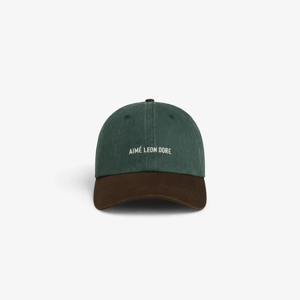 aim-leon-dore-pigment-dyed-logo-hat-gr-n-braun-washed-cap image 1