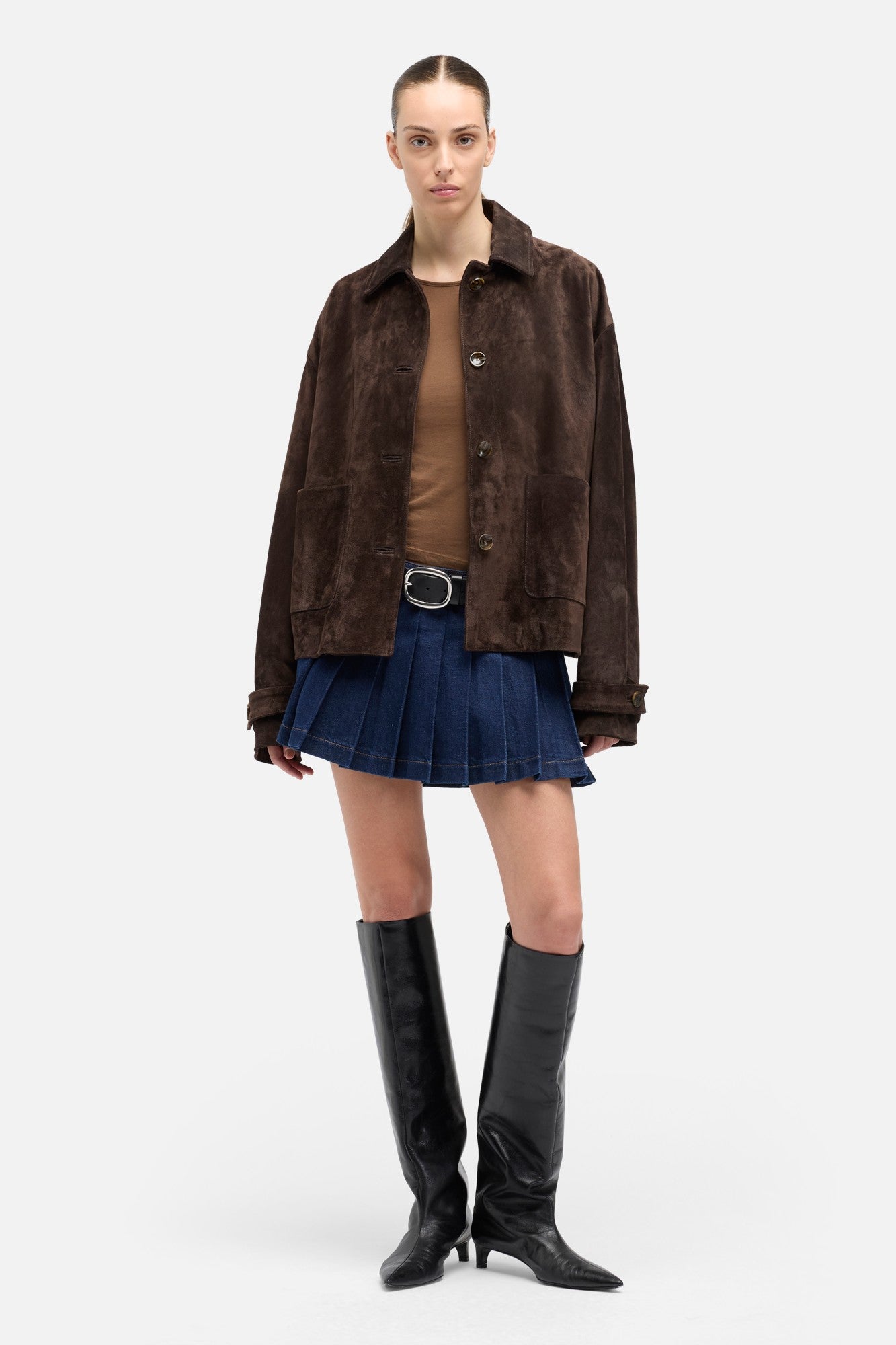 7-for-all-mankind-mankind-pleated-mini-skirt-jeansrock-in-franklin image 2