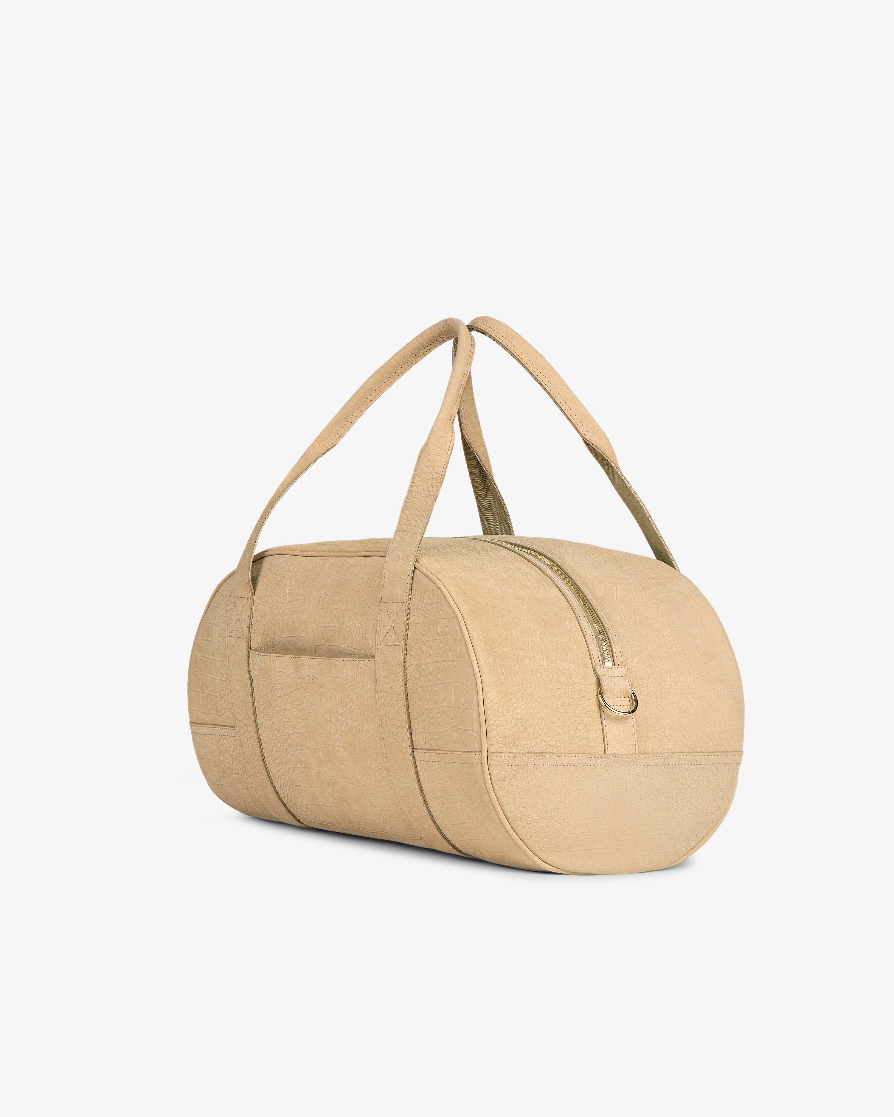 aim-leon-dore-croc-embossed-nubuck-duffle-tan-weekender image 4