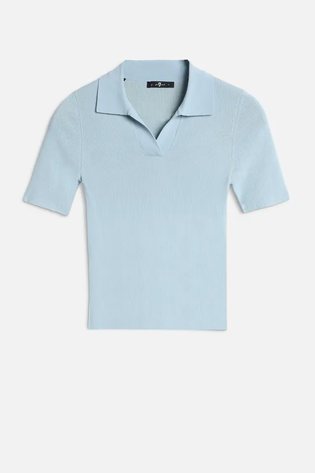 7-for-all-mankind-short-sleeve-polo-sweater-sky-blue-damen-strickpolo image 1