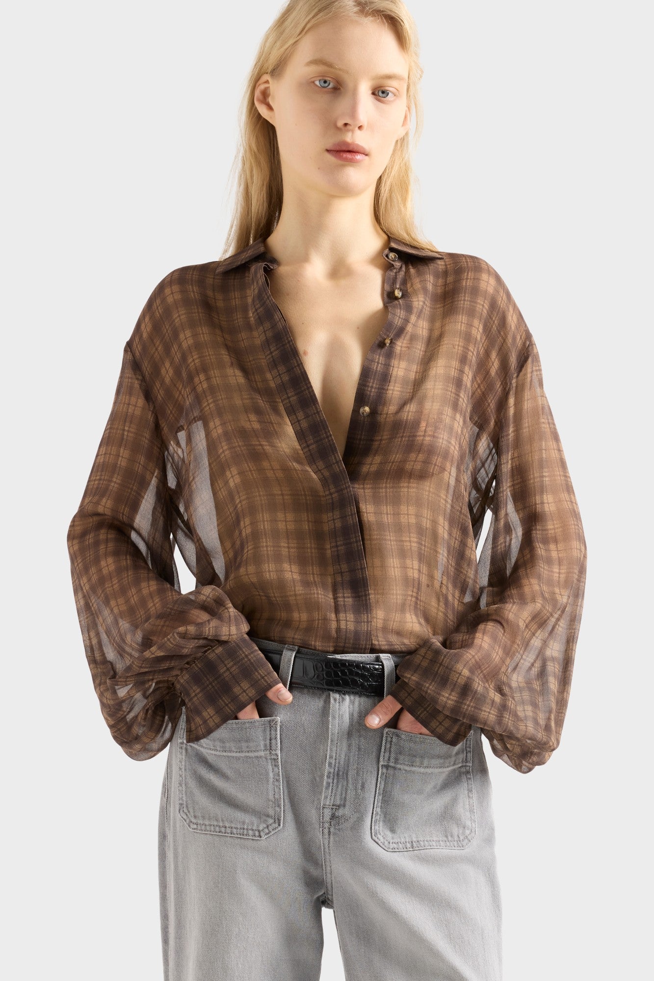 7-for-all-mankind-balloon-sleeve-shirt-hound-check-damen image 3
