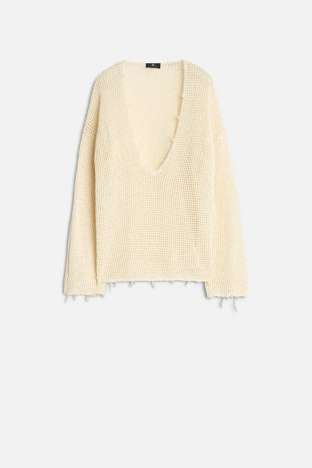 7-for-all-mankind-deep-v-neck-open-knit-pullover-ecru-damen-pullover image 1