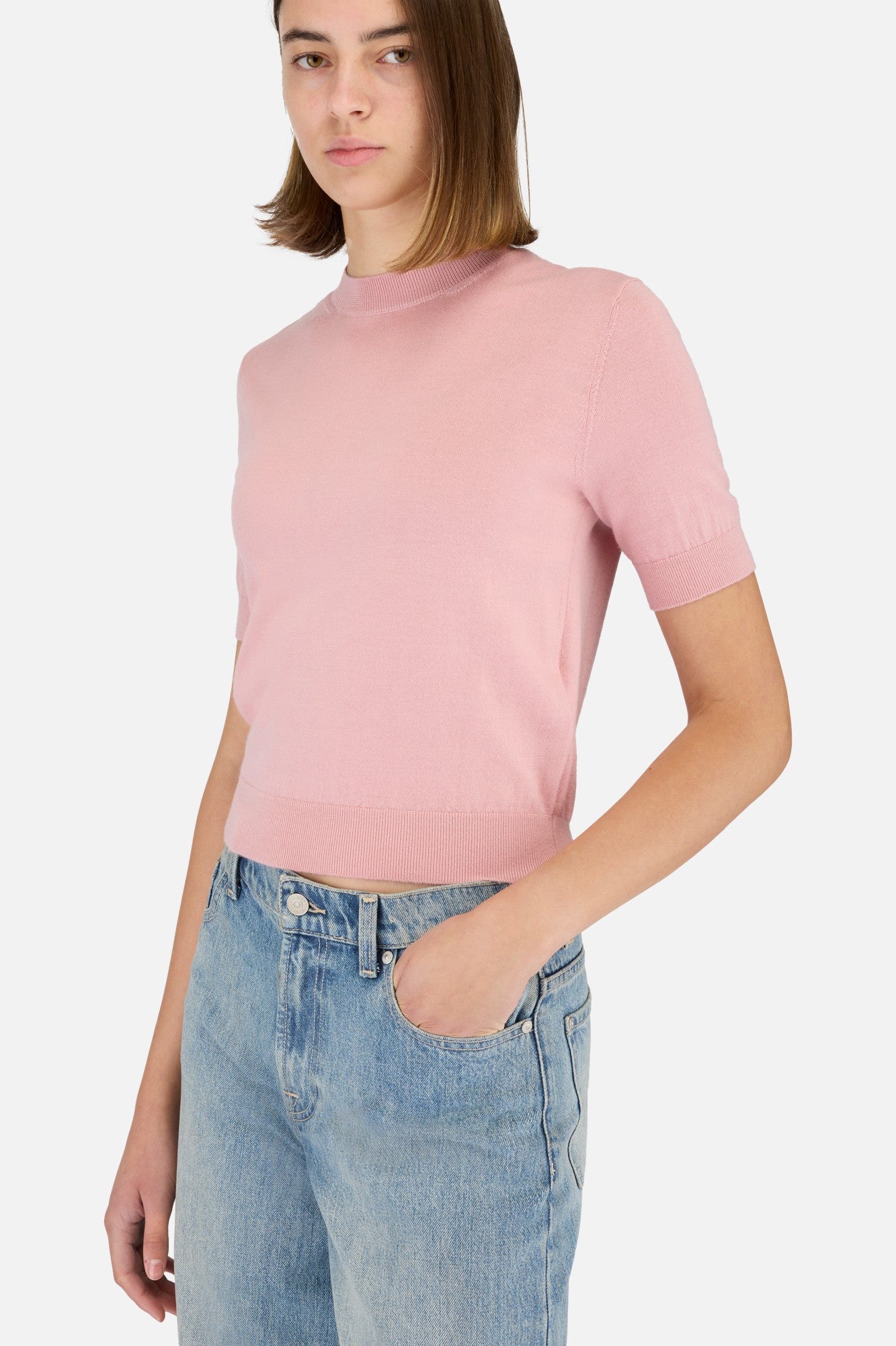 7-for-all-mankind-wool-kurzarm-pullover-pink image 4