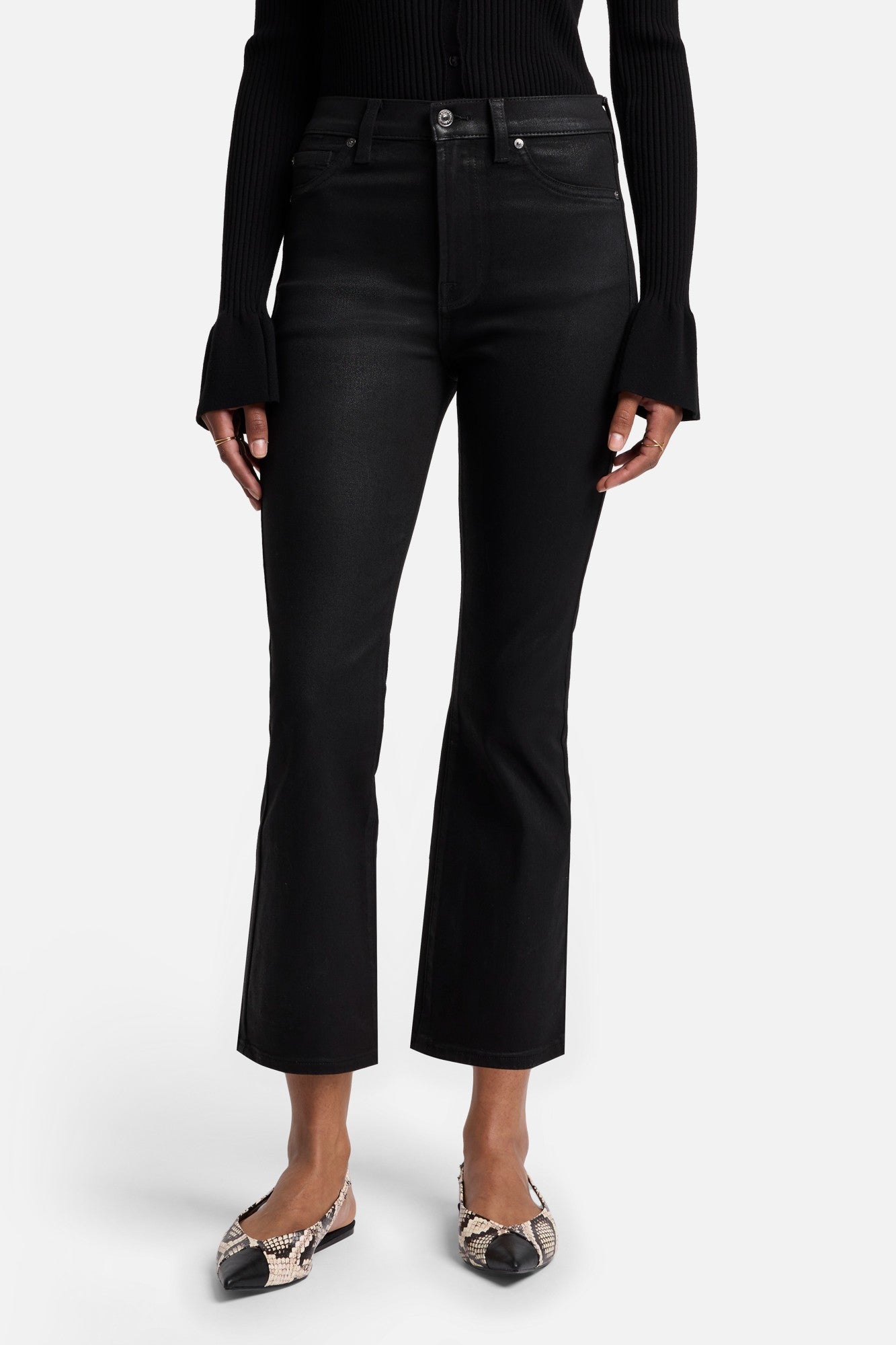 7-for-all-mankind-high-waist-slim-kick-coated-black image 2