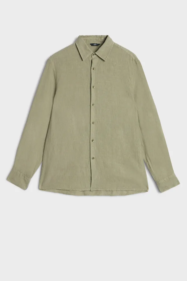 7-for-all-mankind-classic-button-up-shirt-linen-army-herrenhemd image 1