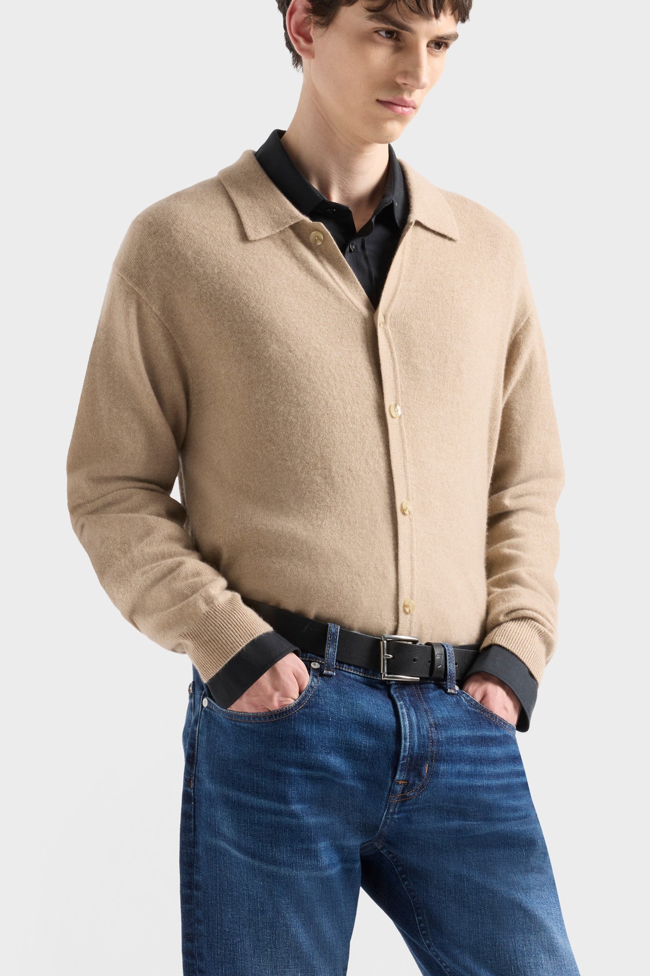 7-for-all-mankind-button-polo-cardigan-cashmere-oat image 3