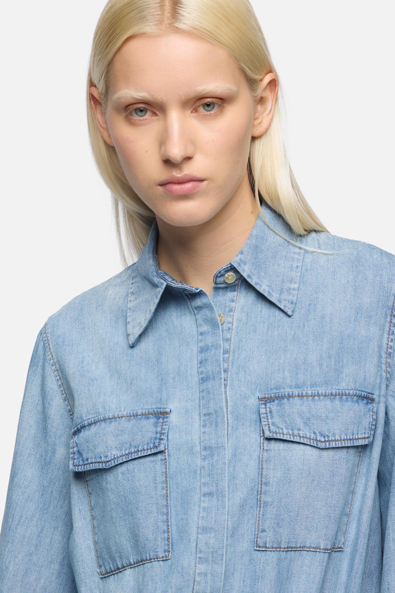 7-for-all-mankind-utility-mini-dress-damen-minikleid-in-chambray-loft image 4