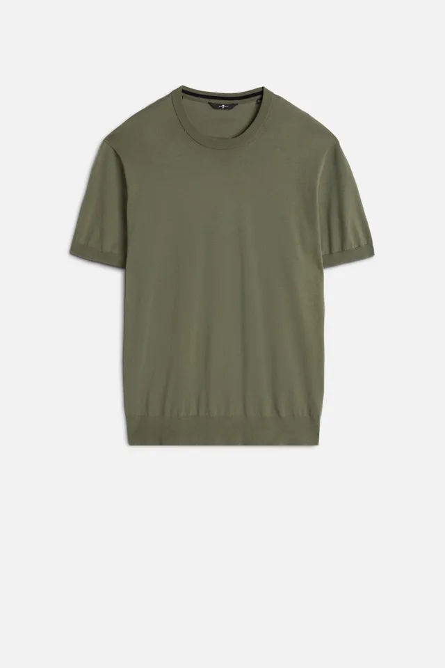 7-for-all-mankind-classic-cotton-kurzarm-pullover-army-green image 1