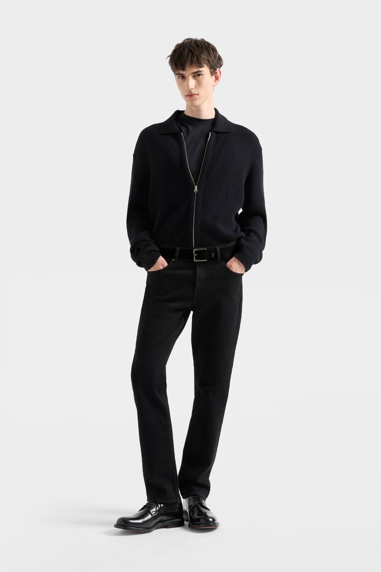7-for-all-mankind-polo-zip-sweater-baumwolle-wolle-schwarz-herren image 2