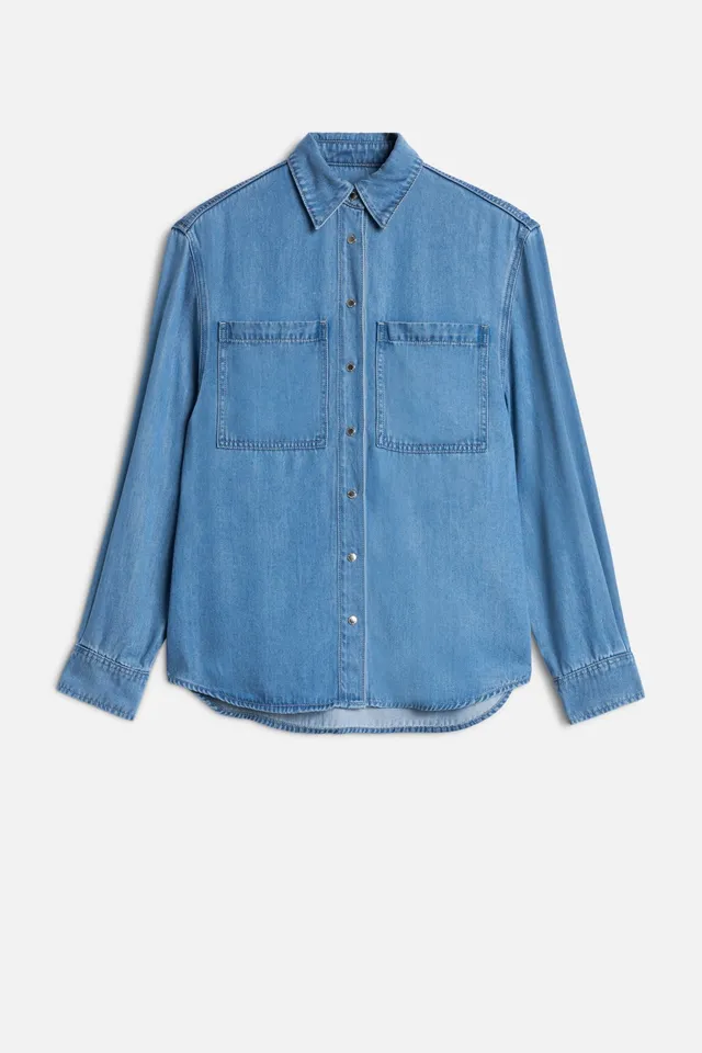 7-for-all-mankind-military-hemd-damen-in-denim-celestial-aus-lyocell image 1
