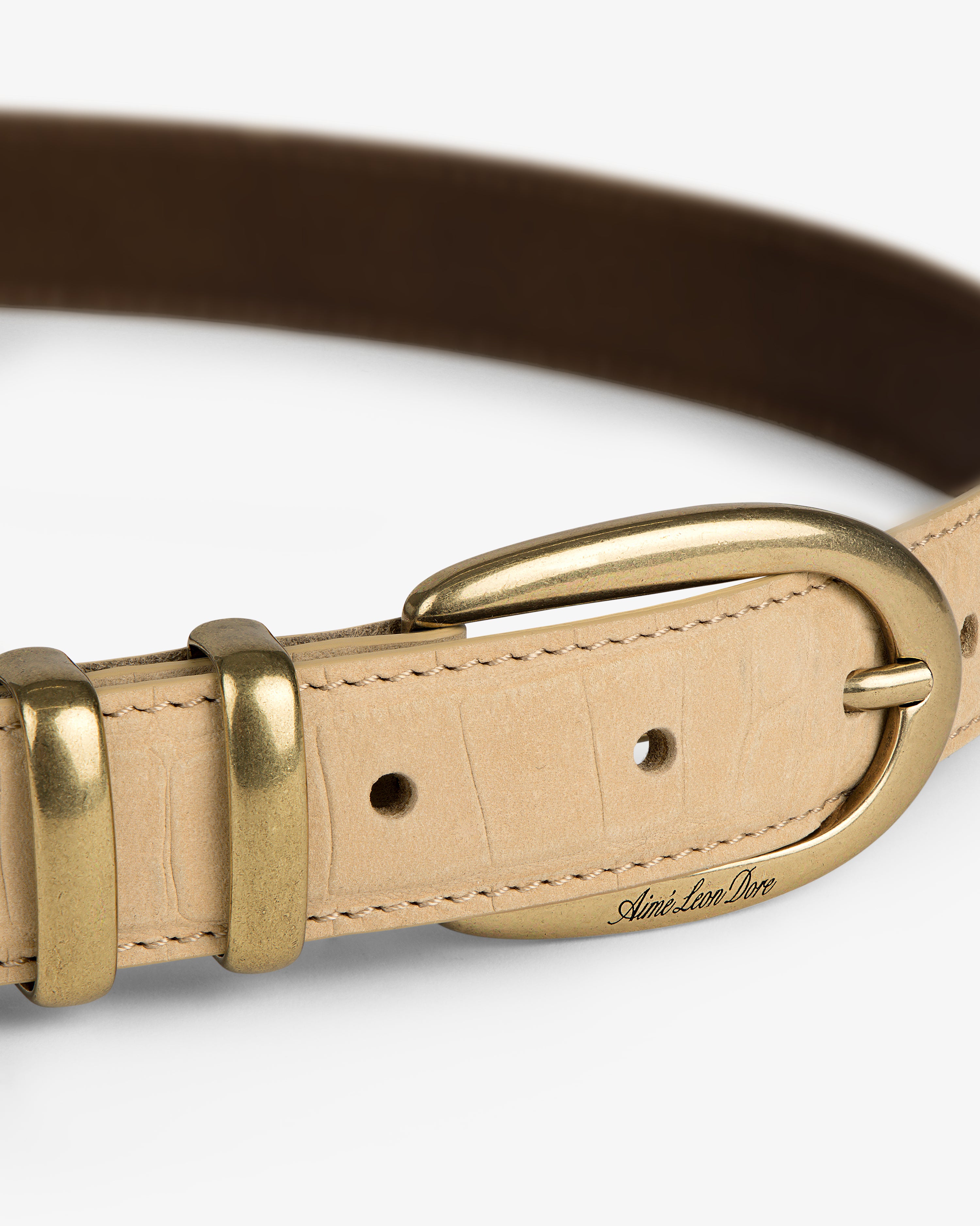 aim-leon-dore-croc-embossed-nubuck-belt-tan-lederg-rtel-aus-italien image 3