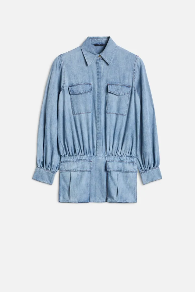 7-for-all-mankind-utility-mini-dress-damen-minikleid-in-chambray-loft image 1