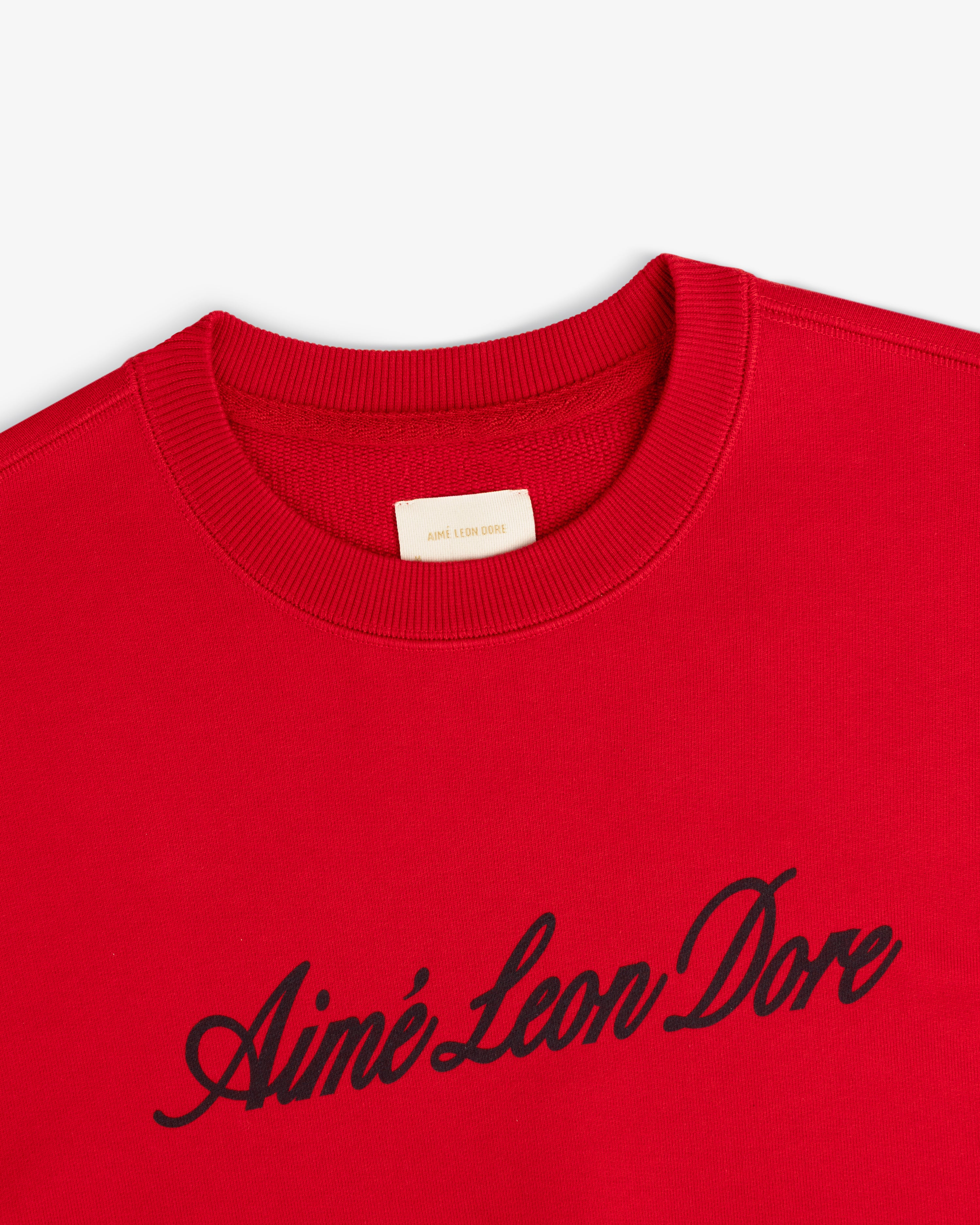 aim-leon-dore-vintage-script-crewneck-sweatshirt-sweater-rot image 3