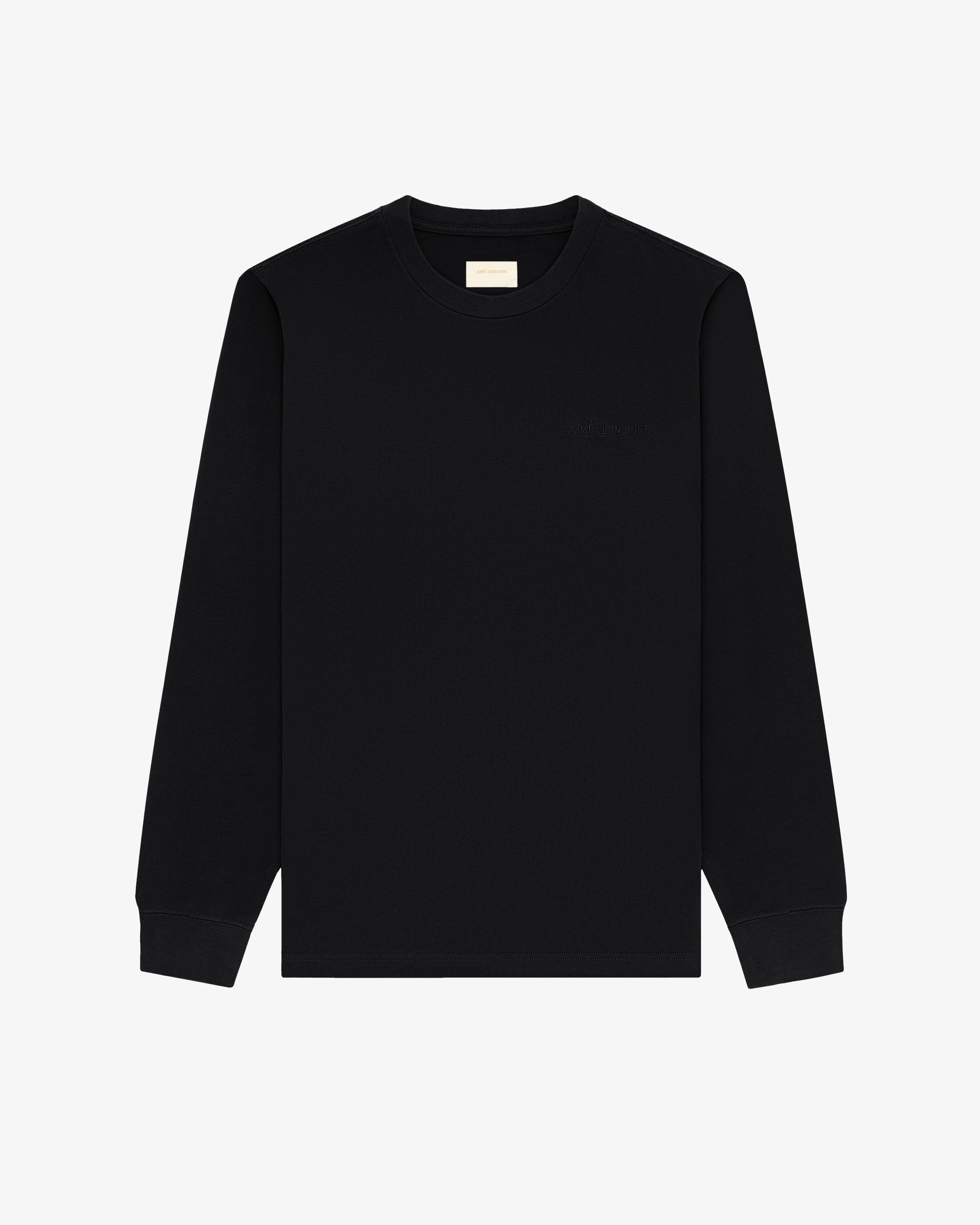 aim-leon-dore-tonal-logo-long-sleeve-tee-langarmshirt-schwarz-baumwolle image 2